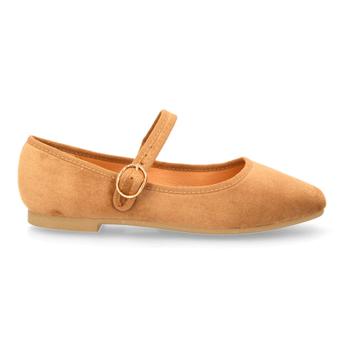 Bailarina de Mujer Kaki con Pulsera Ajustable y Hebilla