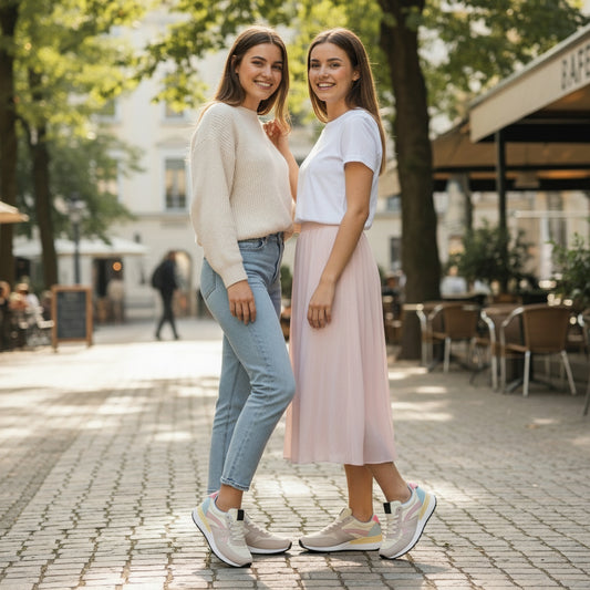 Zapatilla sneaker de mujer con plataforma gruesa en color rosa claro.
