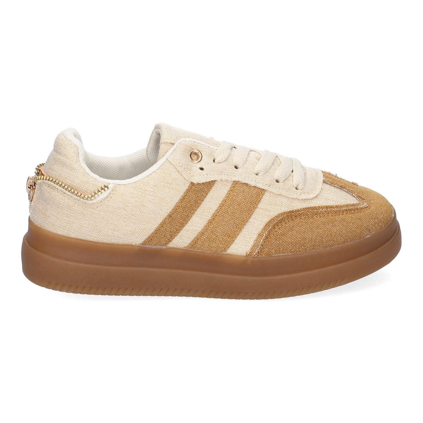 Zapatillas Casual de Mujer Cómodas y Elegantes Camel con Cremallera