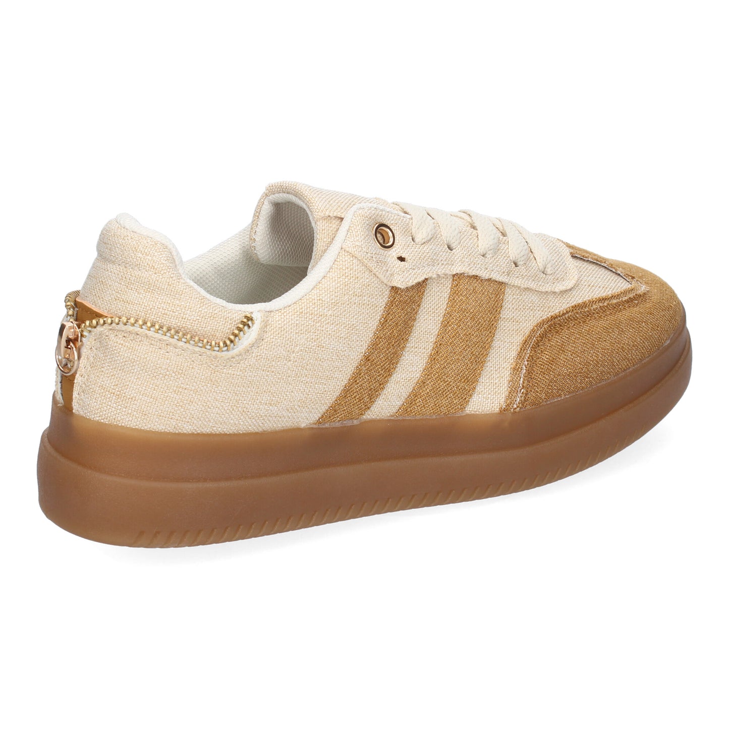 Zapatillas Casual de Mujer Cómodas y Elegantes Camel con Cremallera