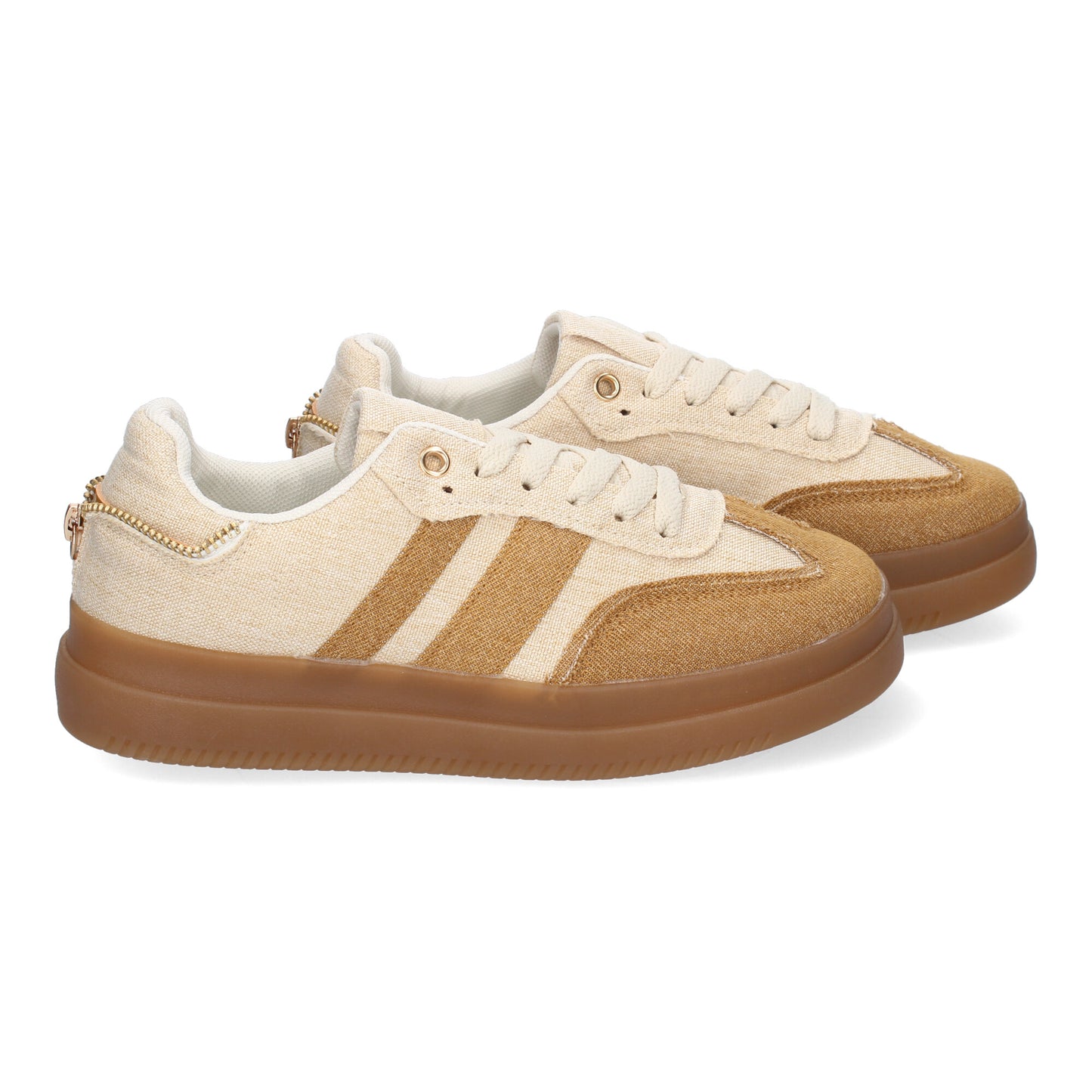 Zapatillas Casual de Mujer Cómodas y Elegantes Camel con Cremallera