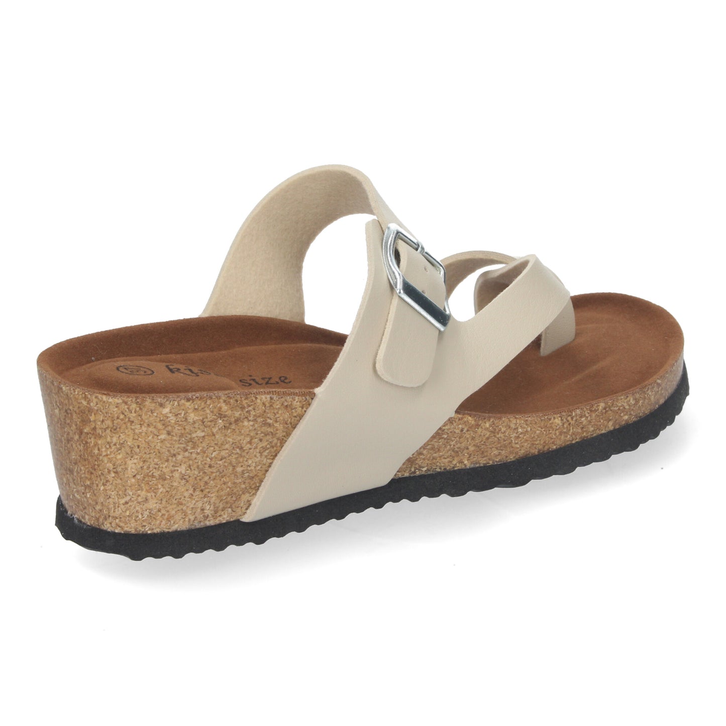 Sandalia de Cuña Bio para Mujer Cómodas con Pala tipo Esclava Talón Abierto y Cierre de Hebilla color Beige