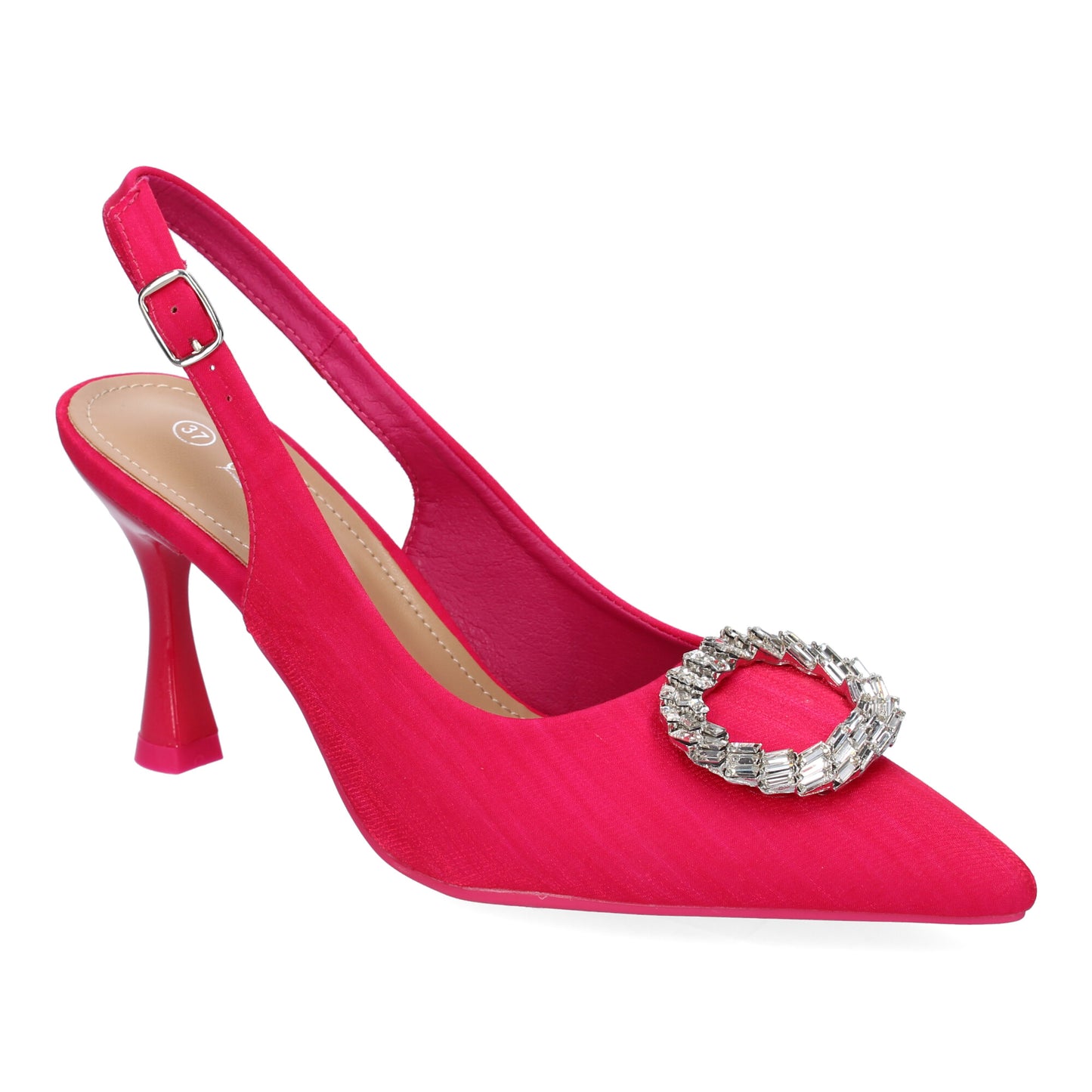Zapatos de Salón Mujer Fucsia Elegantes con Adorno Brillante
