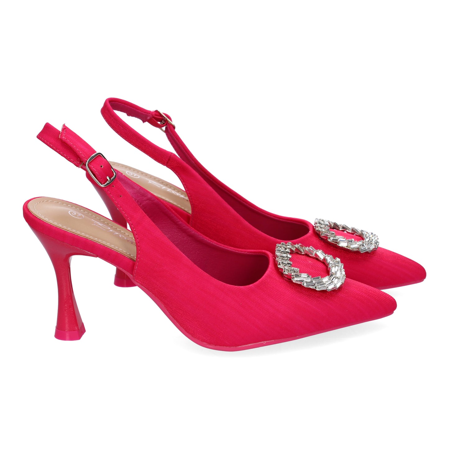 Zapatos de Salón Mujer Fucsia Elegantes con Adorno Brillante