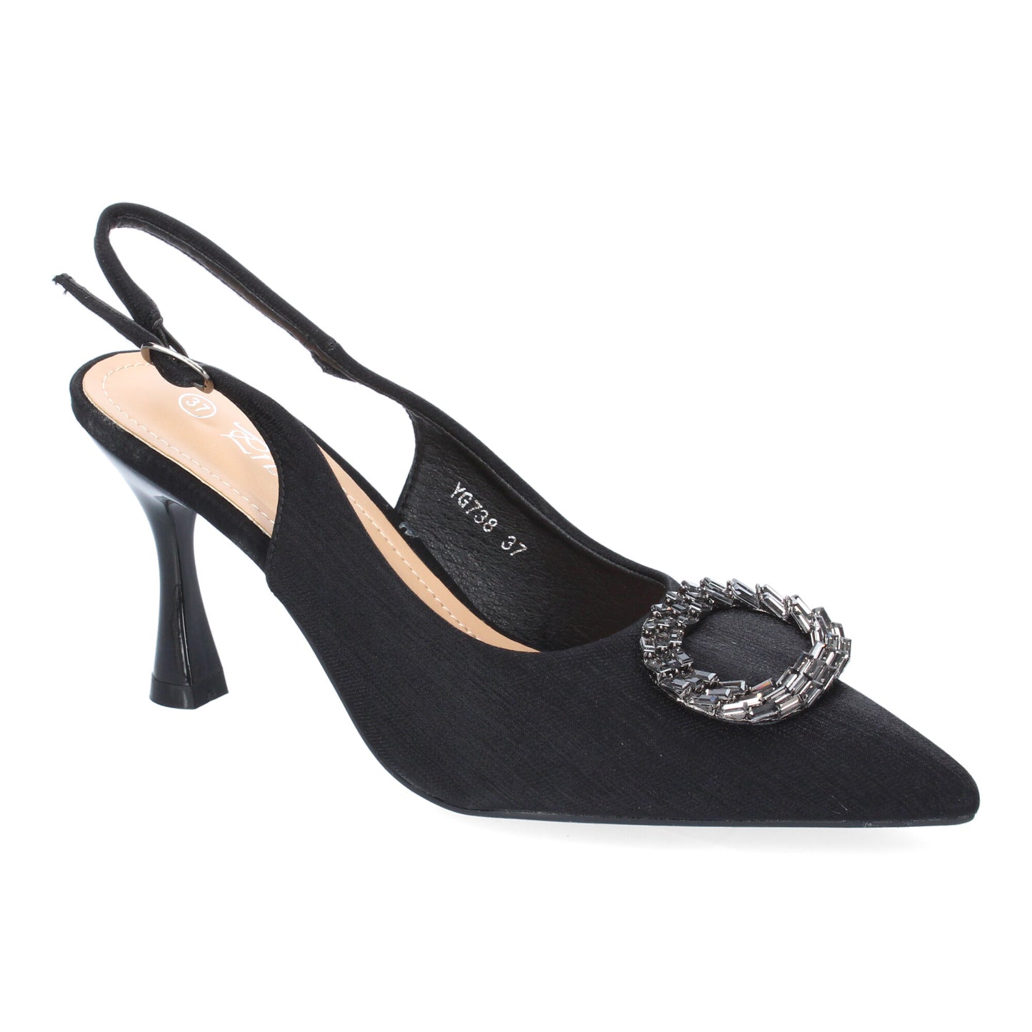 Zapatos de Salón Mujer Negro Elegantes con Adorno Brillante