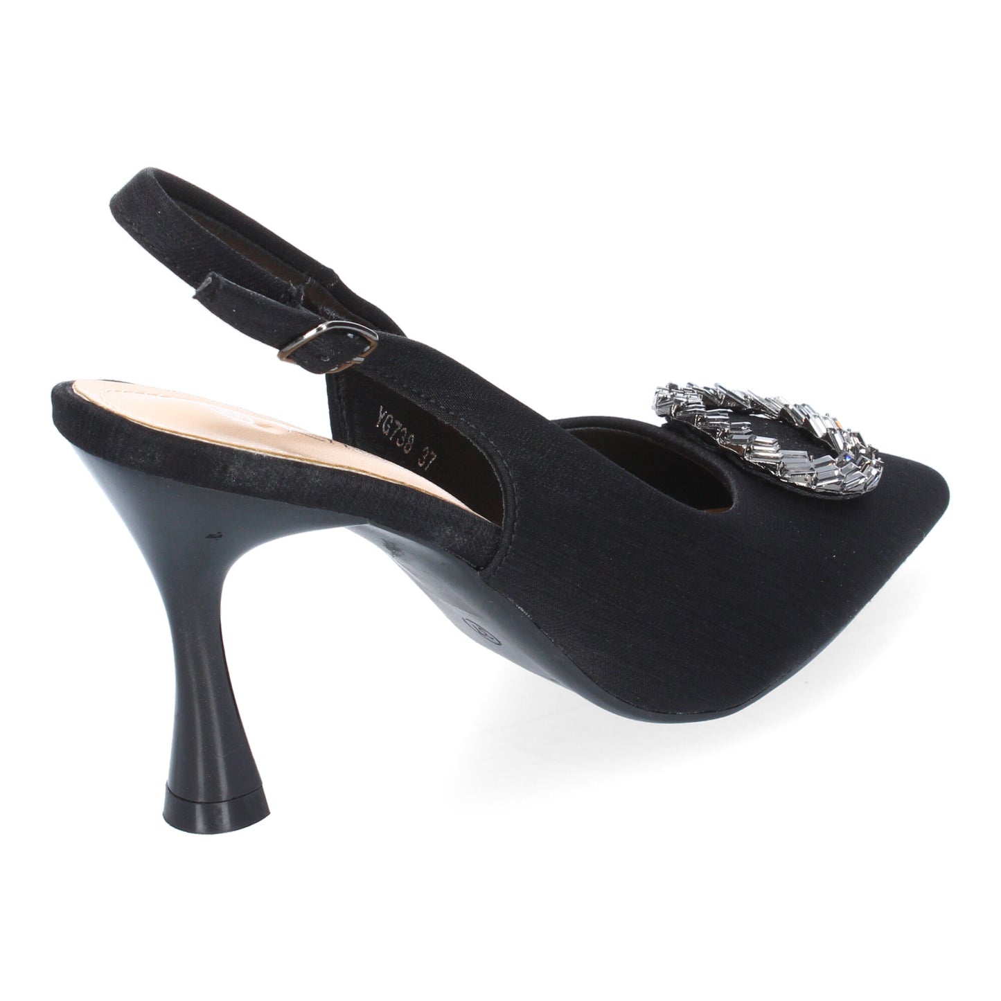 Zapatos de Salón Mujer Negro Elegantes con Adorno Brillante