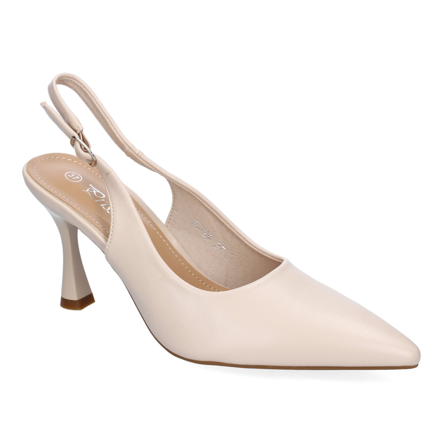 Zapato de Salón para Mujer Beige con Tacón y Puntera Fina