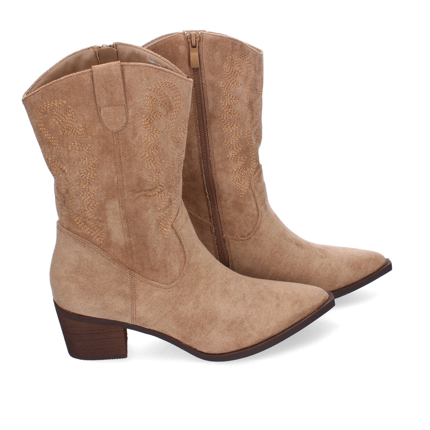 Botines Mujer Caqui: Tacón 5.5cm, Bordados y Punta Fina