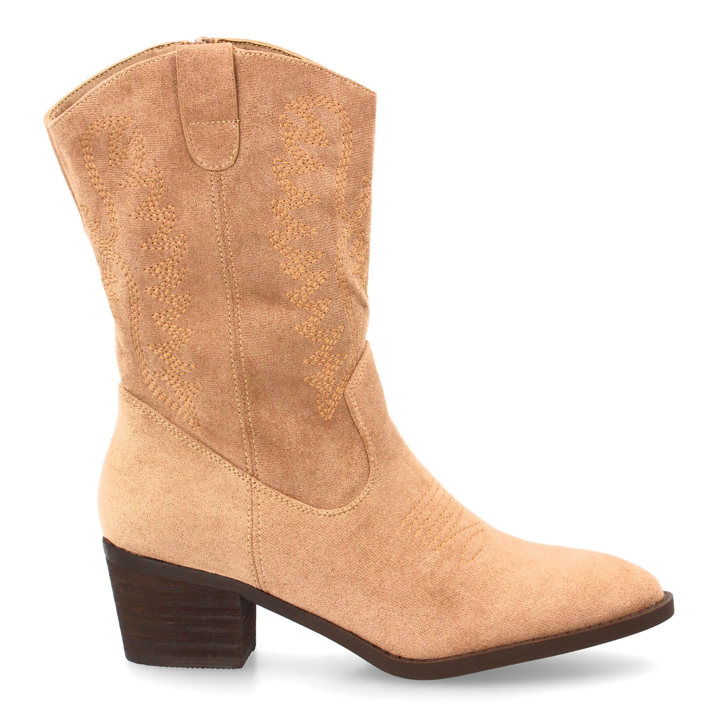 Bota cowboy kaki de caña media con bordados y punta fina