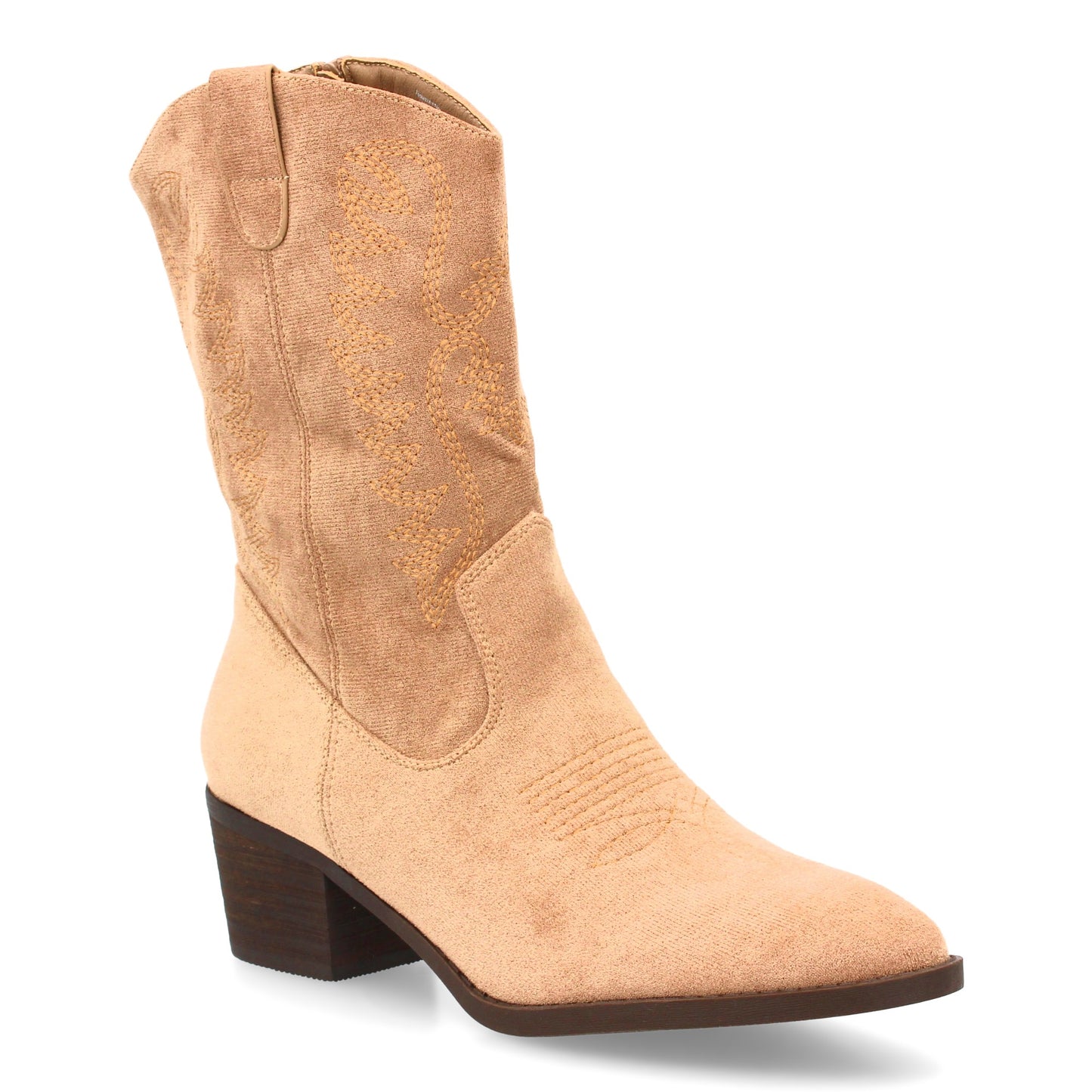 Bota cowboy kaki de caña media con bordados y punta fina