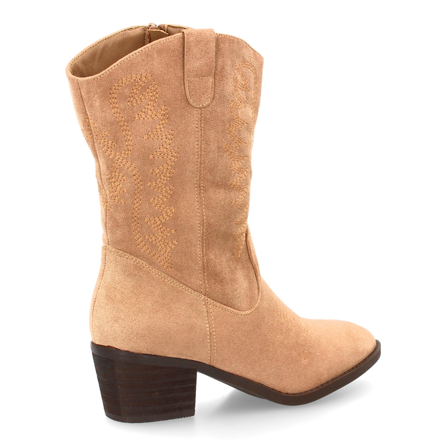 Bota cowboy kaki de caña media con bordados y punta fina