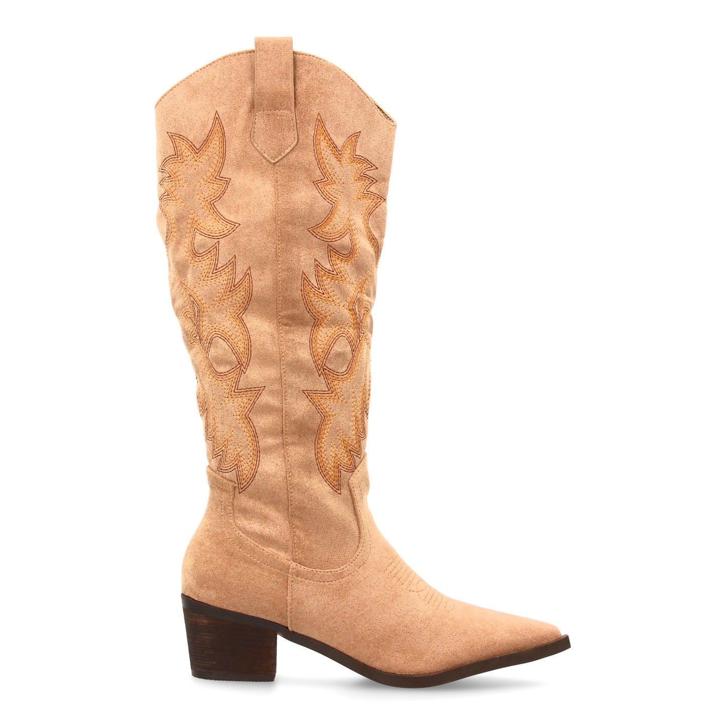 Botas camperas kaki de caña alta con bordados estilo cowboy