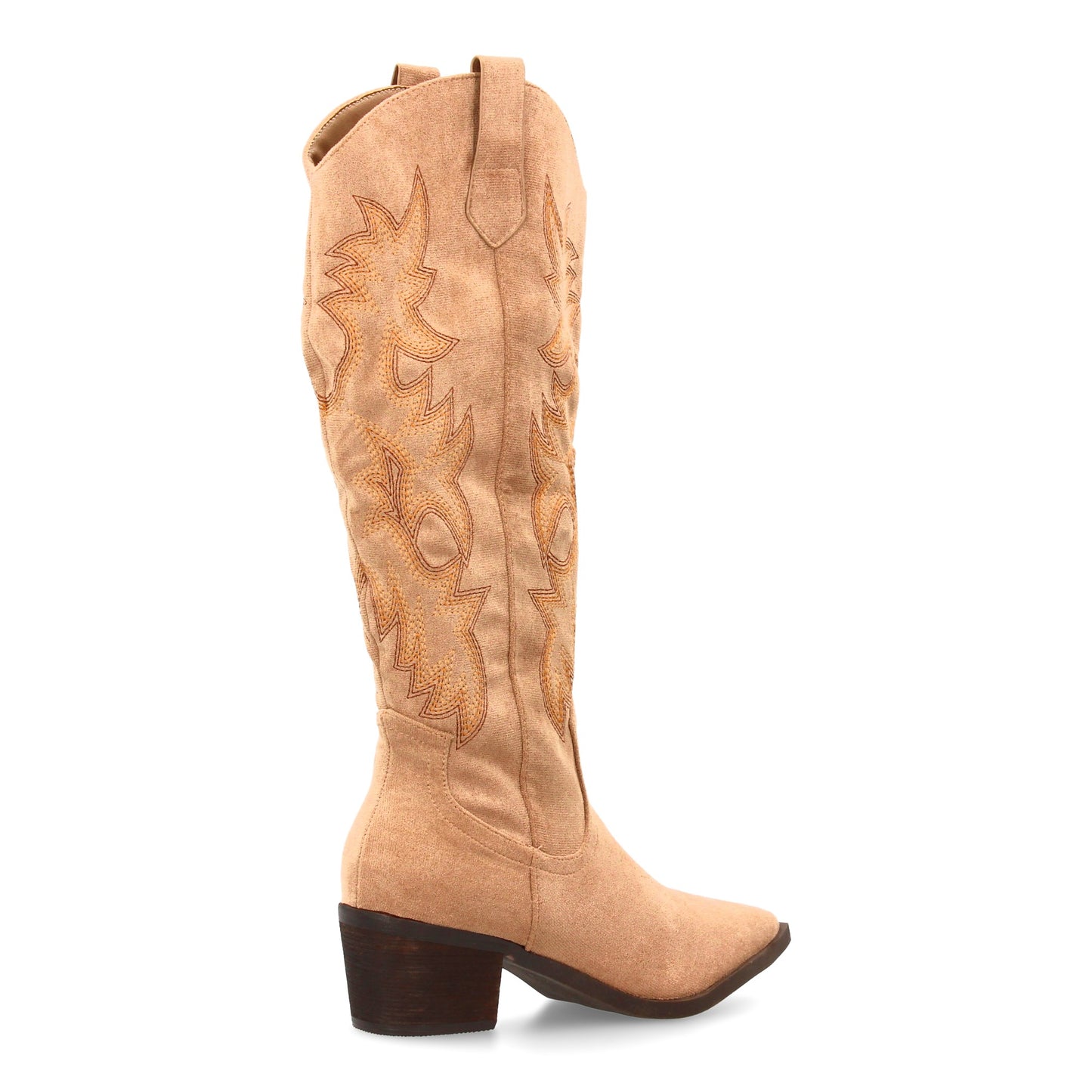 Botas camperas kaki de caña alta con bordados estilo cowboy