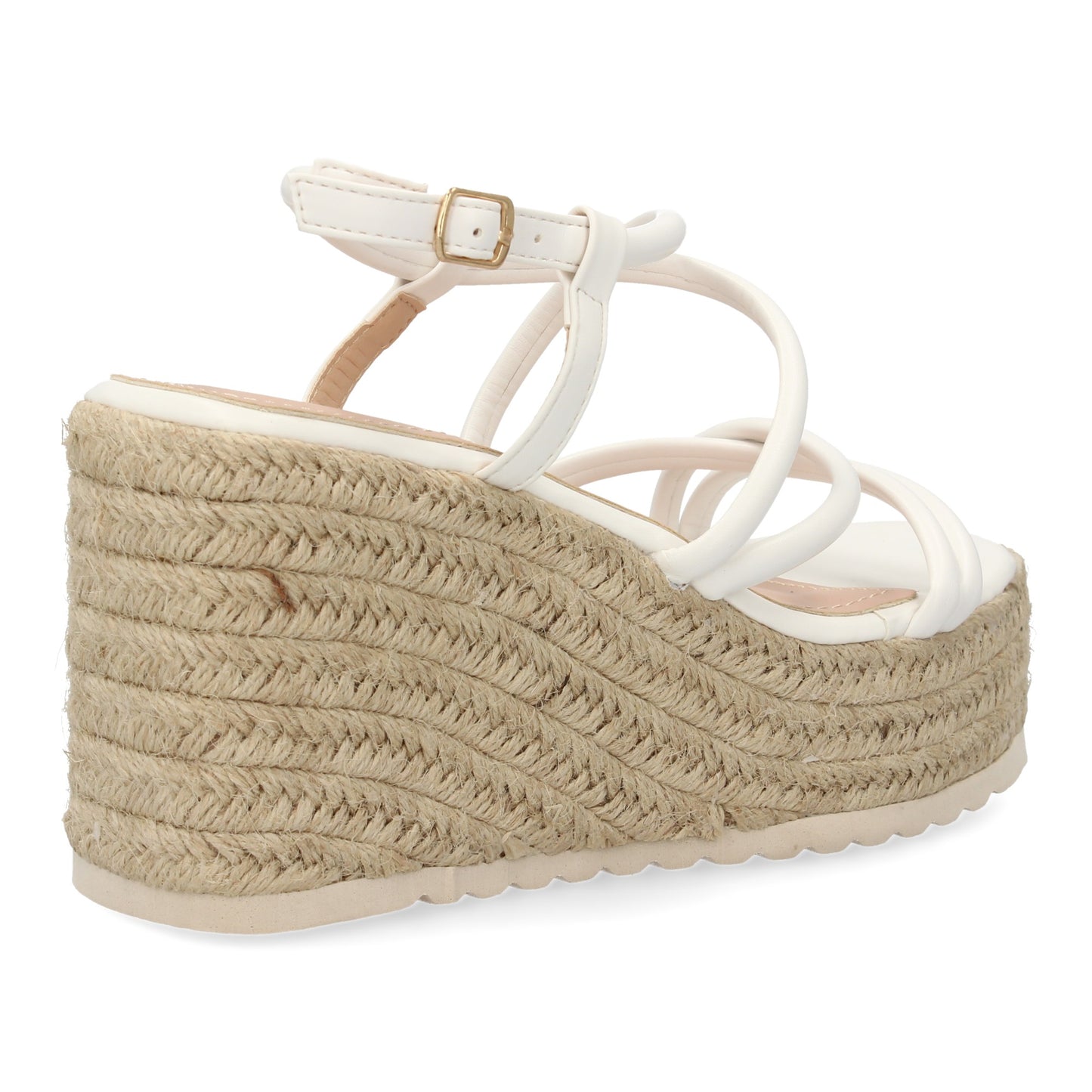 Sandalias de cuña de yute blancas con tiras cruzadas