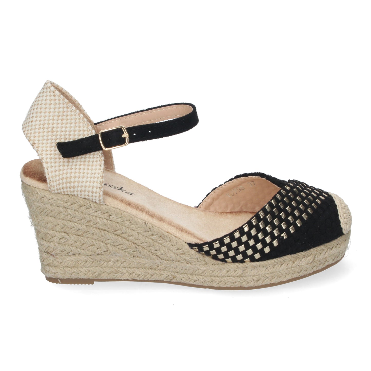 Sandalia de Cuña de Yute para Mujer Cómodas y Elegantes con Pulsera de Hebilla Ajustable Detalles Trenzados en la Pala Ideales para Primavera-Verano