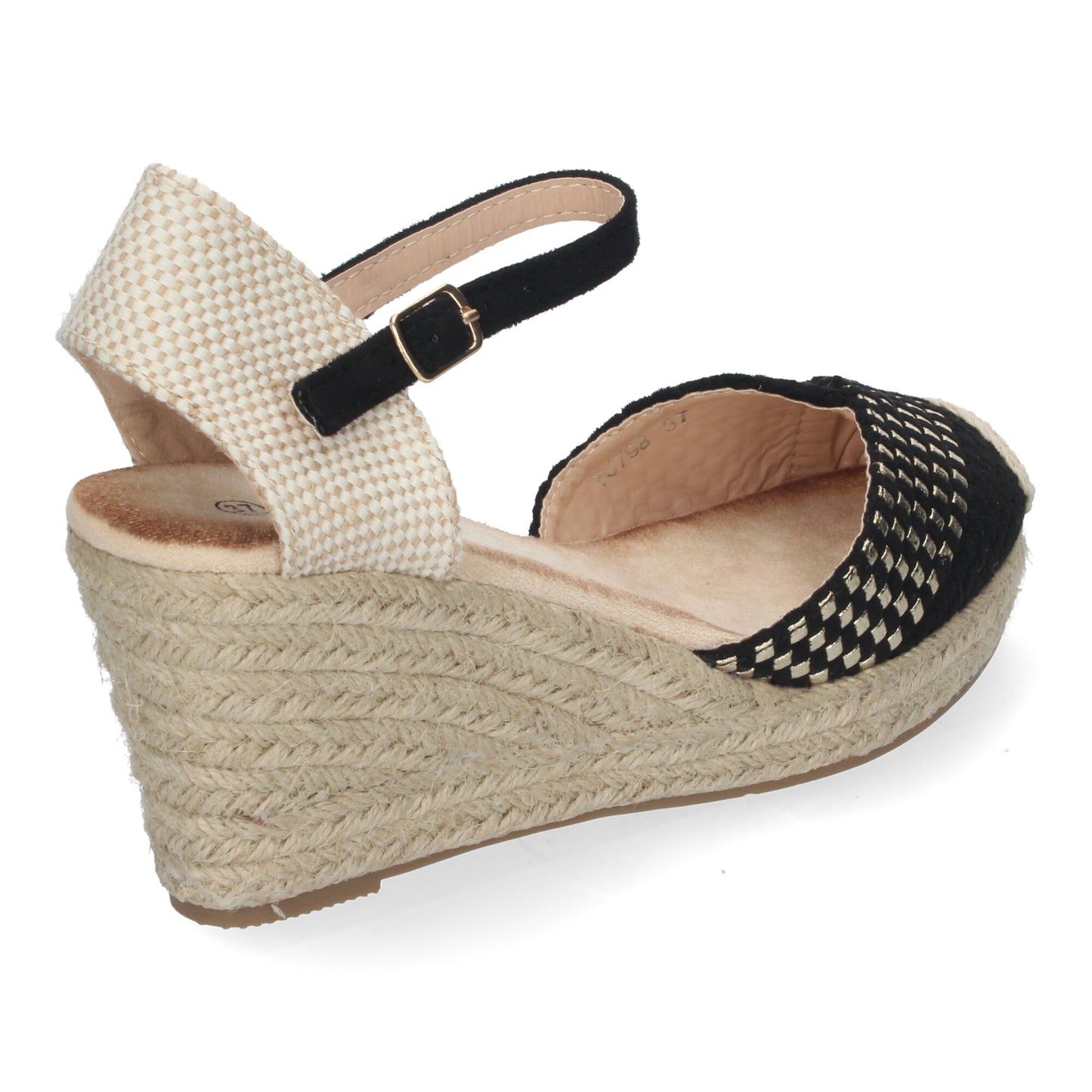 Sandalia de Cuña de Yute para Mujer Cómodas y Elegantes con Pulsera de Hebilla Ajustable Detalles Trenzados en la Pala Ideales para Primavera-Verano