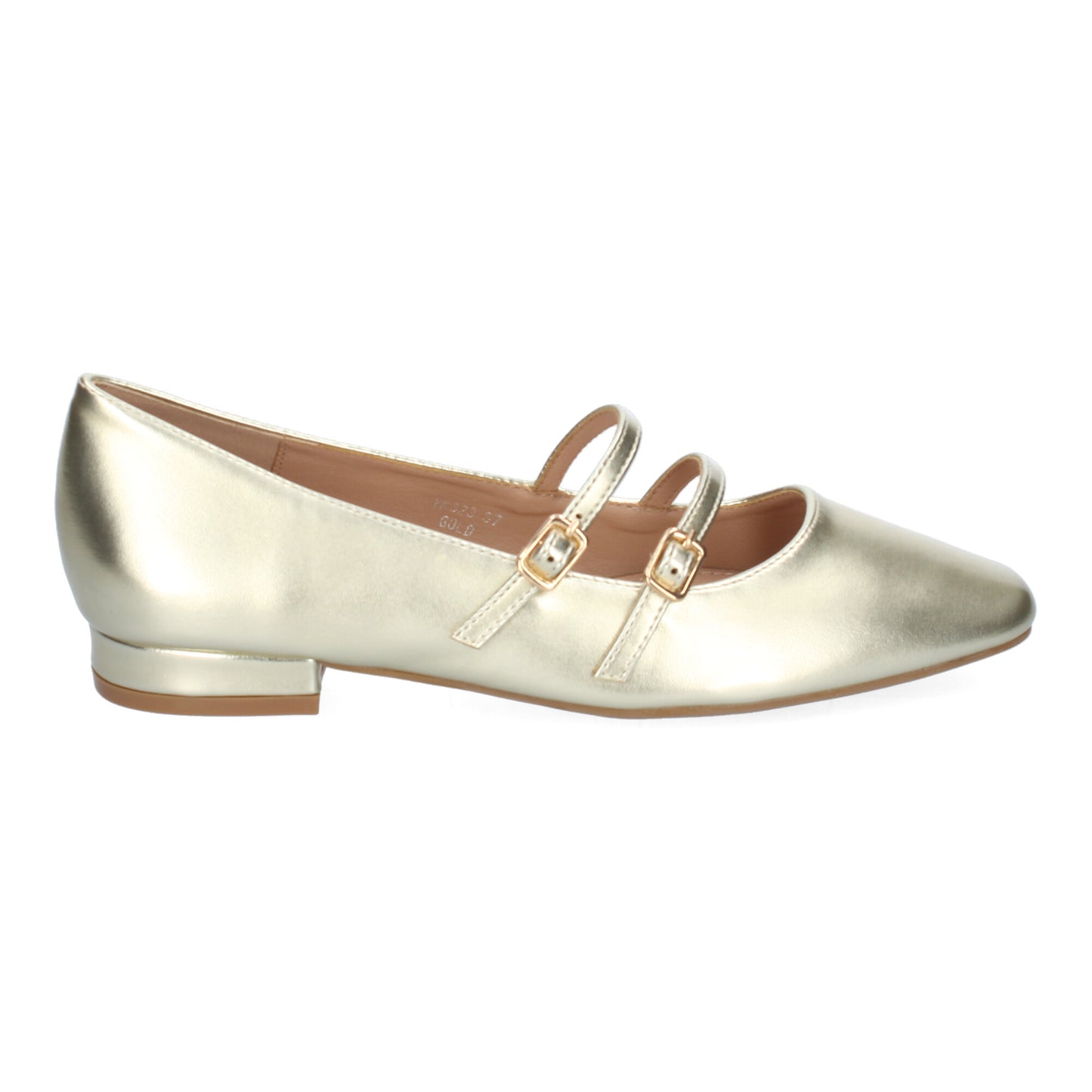 Bailarinas francesitas doradas (oro) con doble hebilla y punta fina