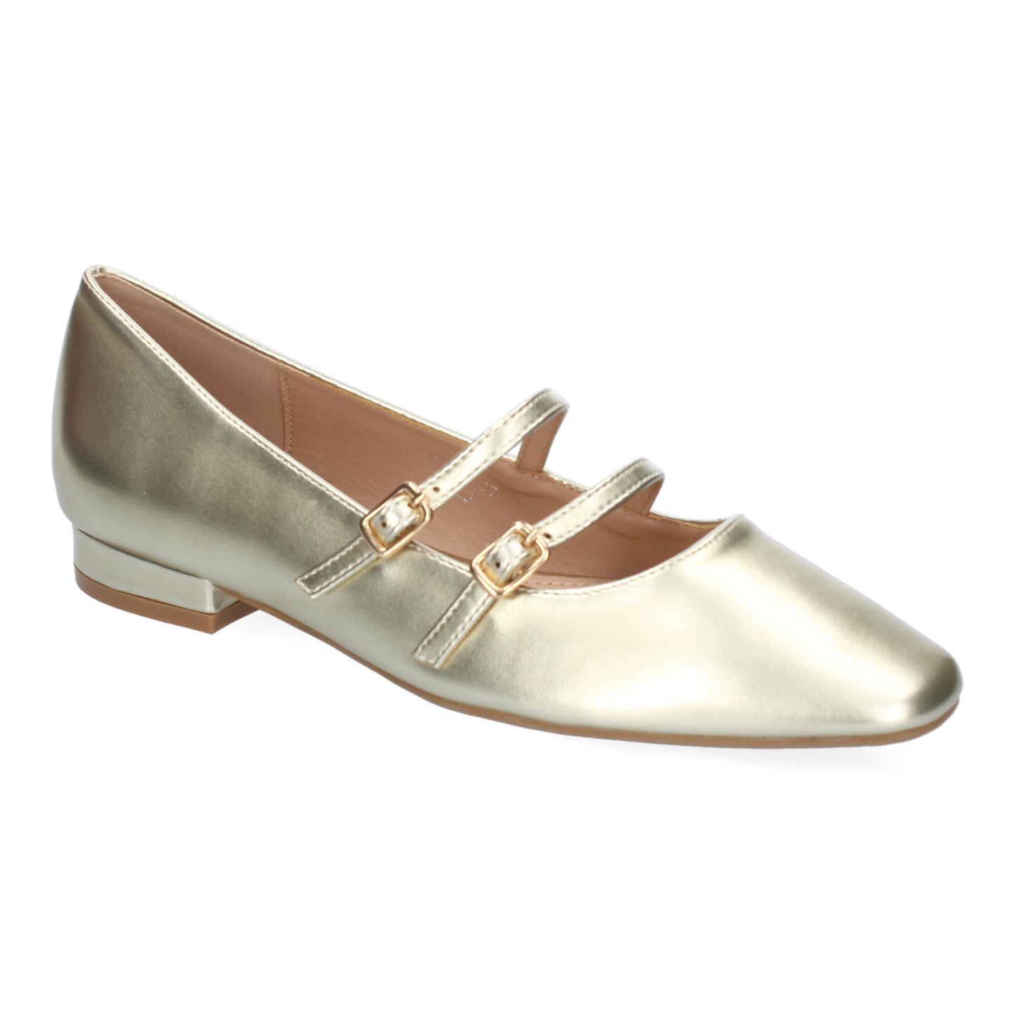 Bailarinas francesitas doradas (oro) con doble hebilla y punta fina