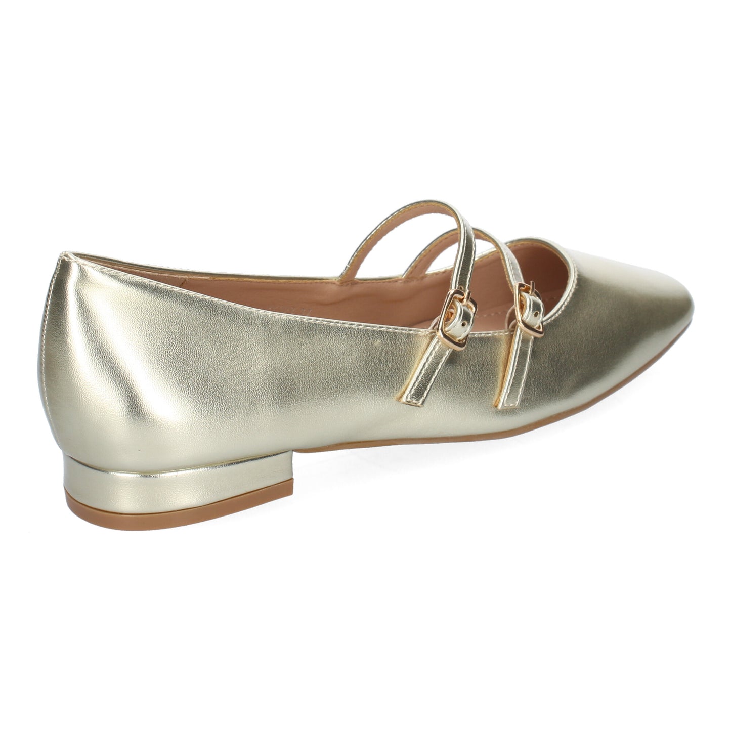 Bailarinas francesitas doradas (oro) con doble hebilla y punta fina