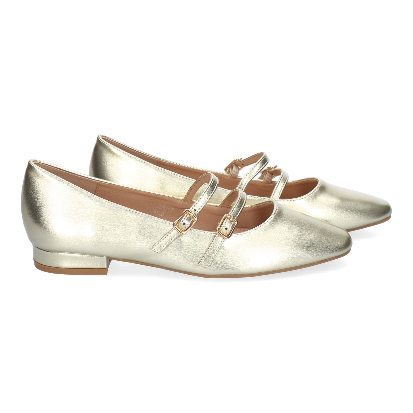 Bailarinas francesitas doradas (oro) con doble hebilla y punta fina