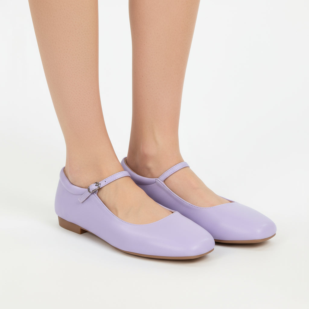 Francesitas bailarinas color lila pastel zapato plano cómodo hebilla mujer verano