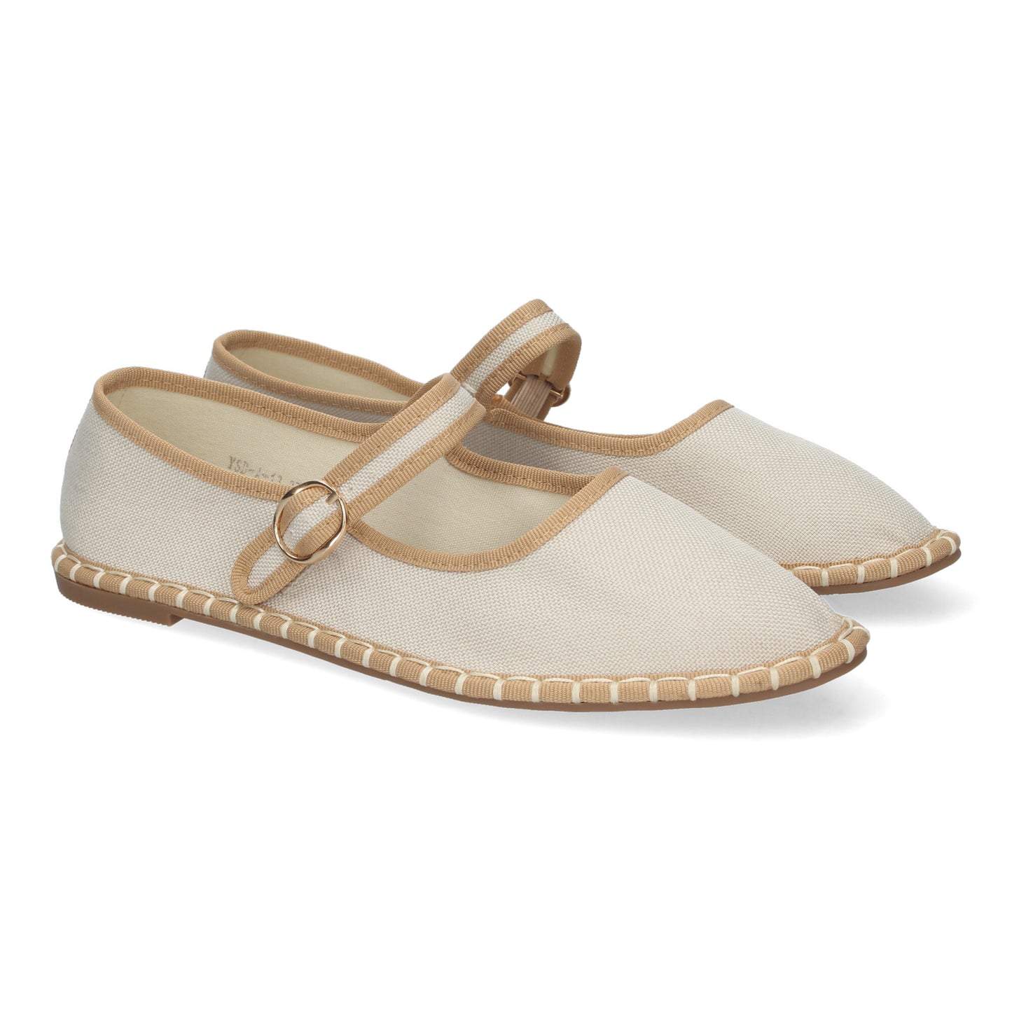 Alpargata Veneciana para Mujer Planas Cómodas Detalles Cosidos y Cierre de Hebilla color Beige