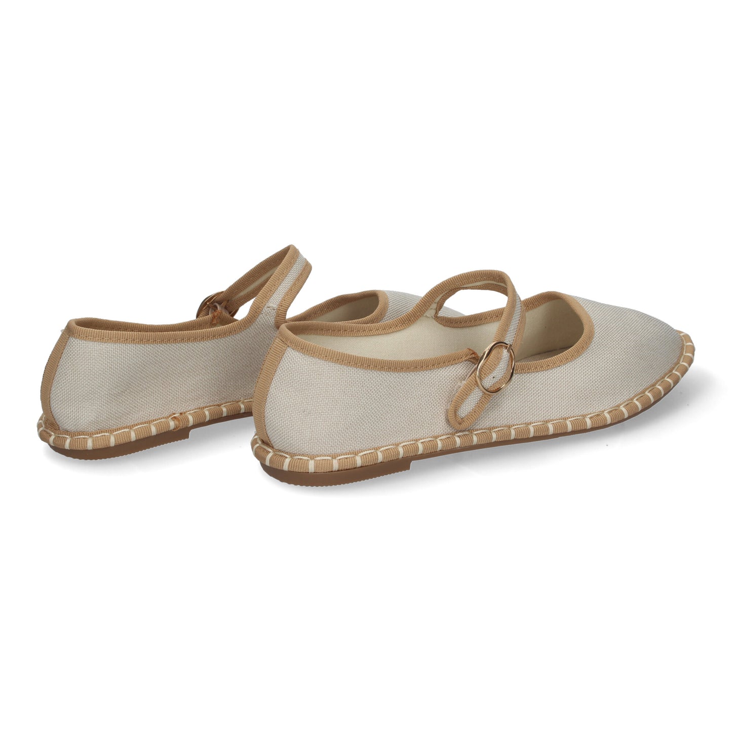 Alpargata Veneciana para Mujer Planas Cómodas Detalles Cosidos y Cierre de Hebilla color Beige