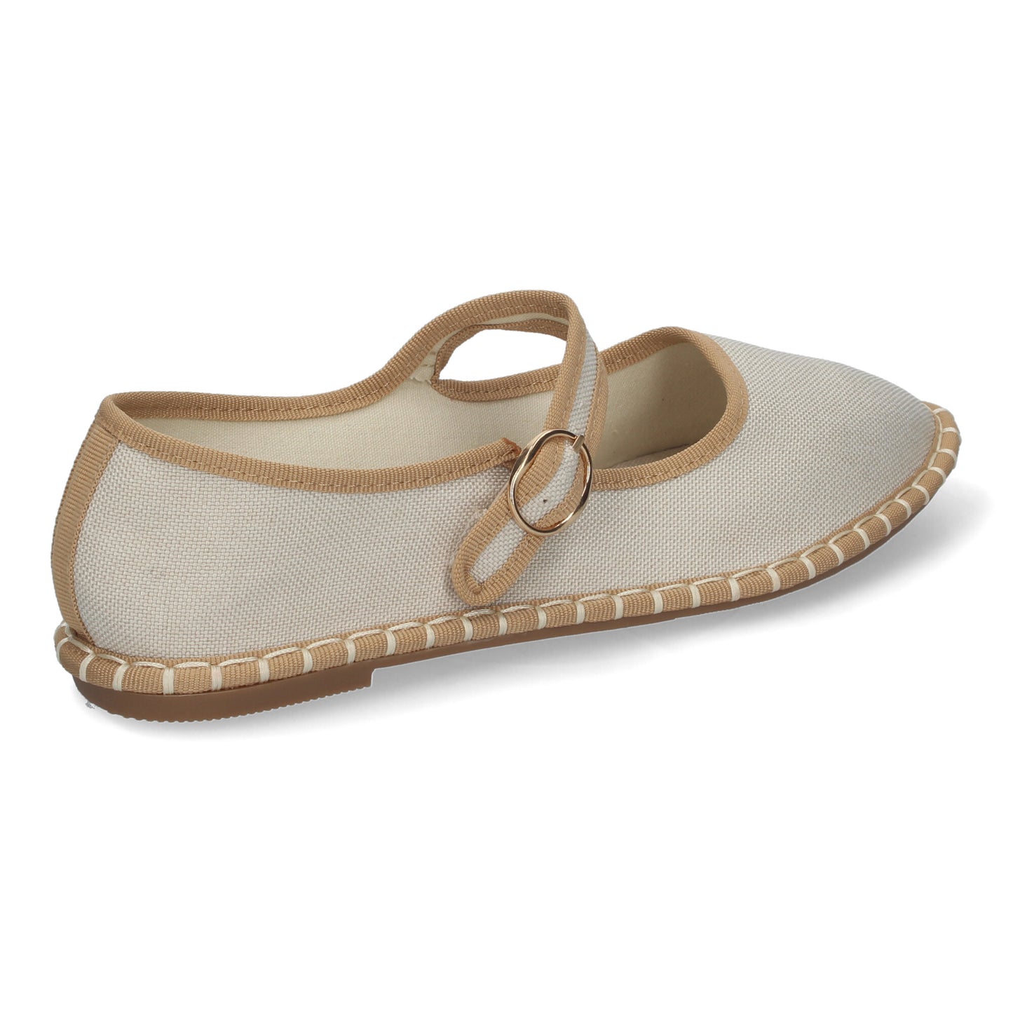 Alpargata Veneciana para Mujer Planas Cómodas Detalles Cosidos y Cierre de Hebilla color Beige