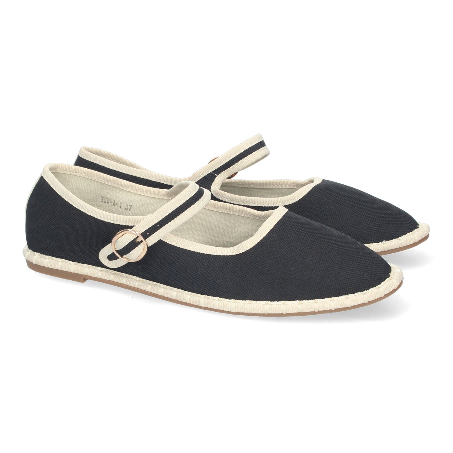 Alpargata Veneciana para Mujer Planas Cómodas Detalles Cosidos y Cierre de Hebilla color Negro