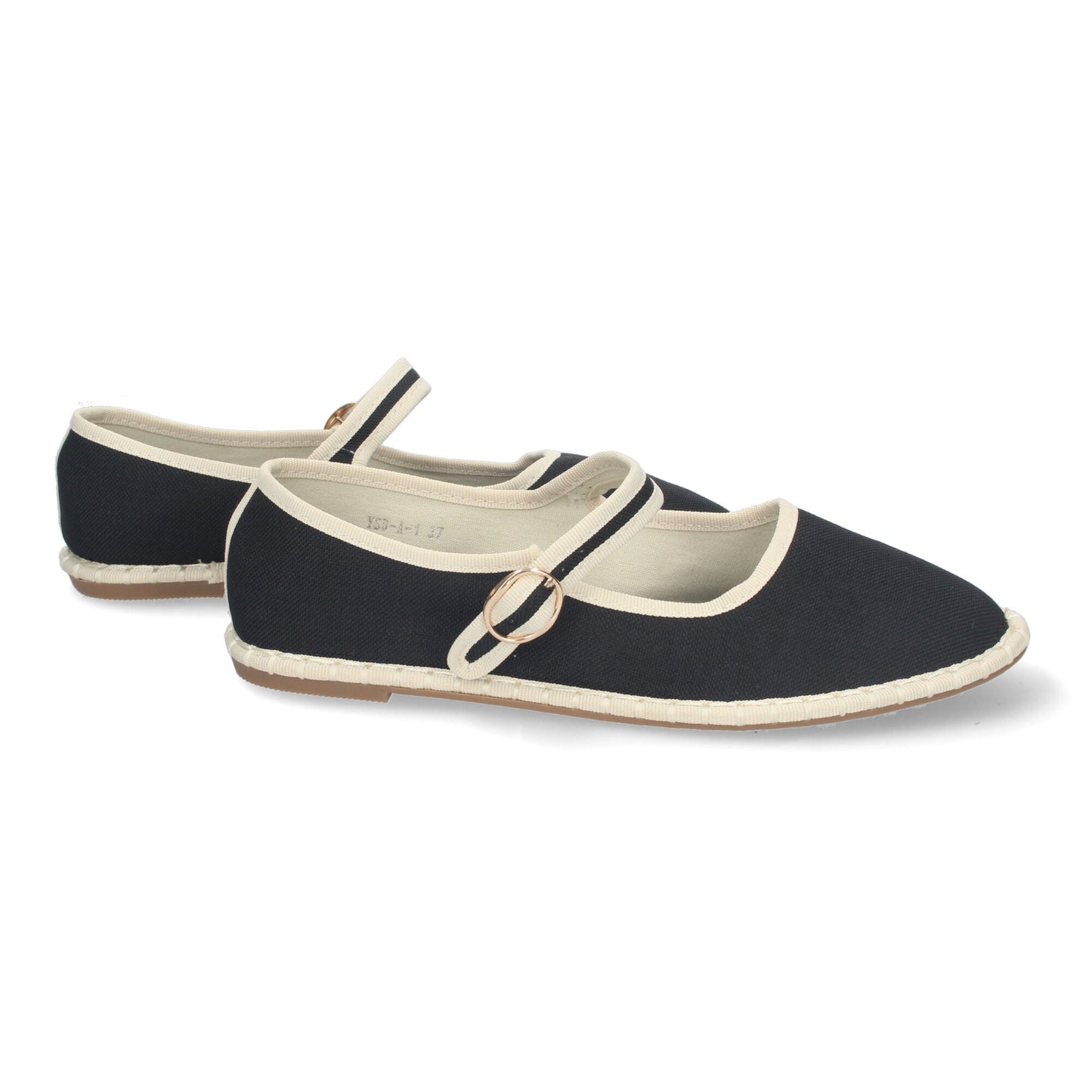 Alpargata Veneciana para Mujer Planas Cómodas Detalles Cosidos y Cierre de Hebilla color Negro