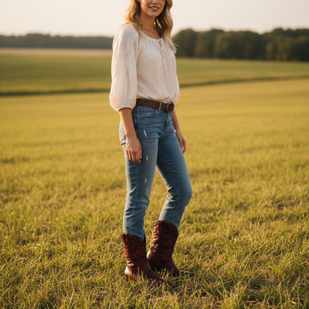 Botín Chelsea de mujer en color burdeos con elásticos laterales y tacón de bloque.