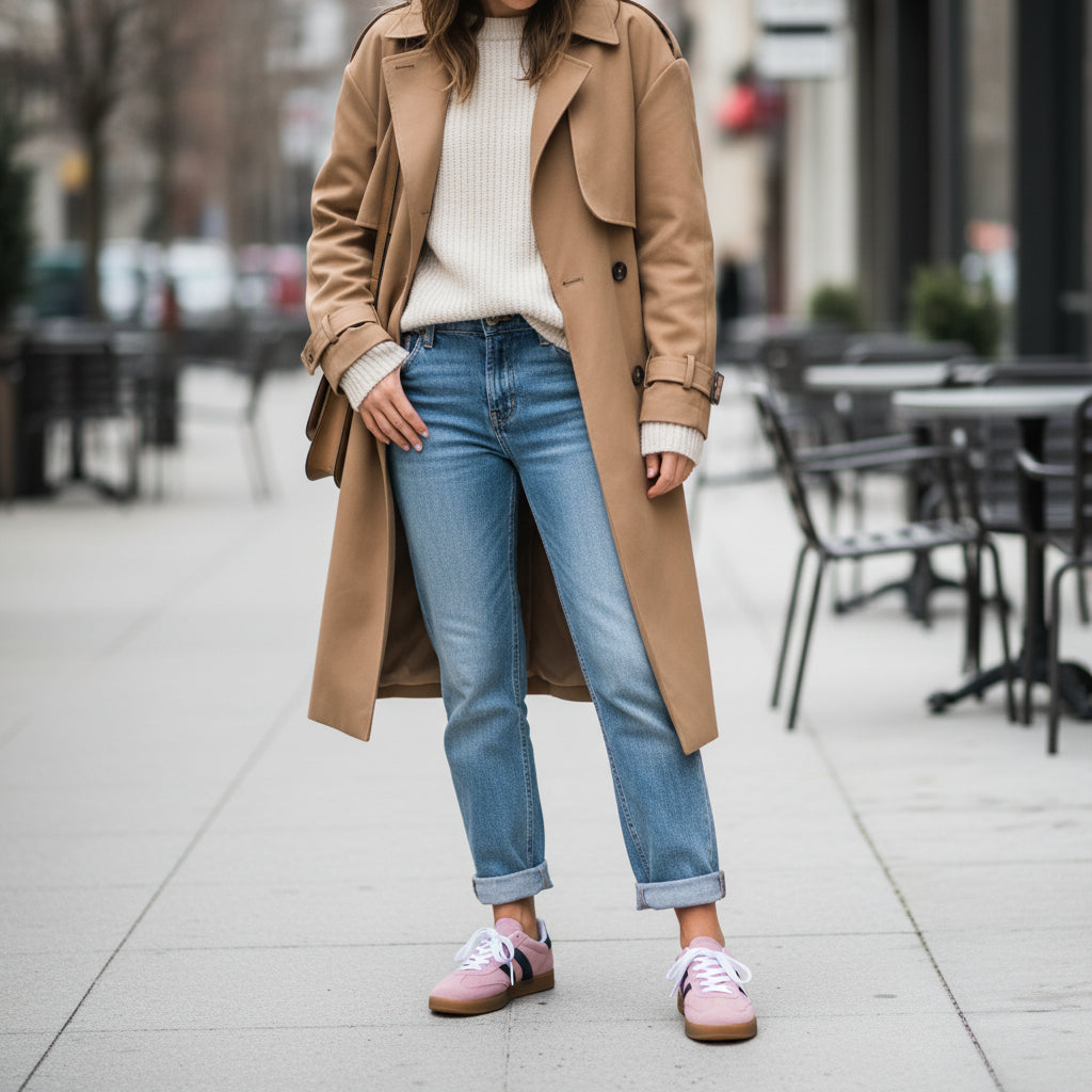 Zapatilla sneaker urbana de mujer plana en color rosa fucsia y suela blanca.