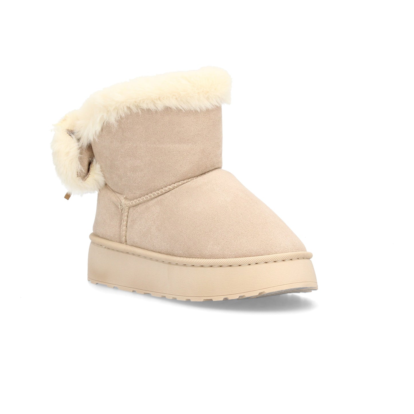 Botín Básico con Suela Antideslizante y Cremallera - Beige