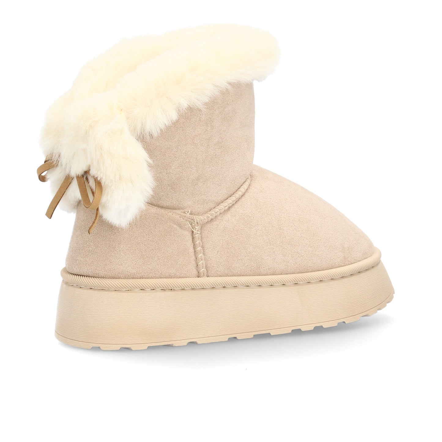 Botín Básico con Suela Antideslizante y Cremallera - Beige