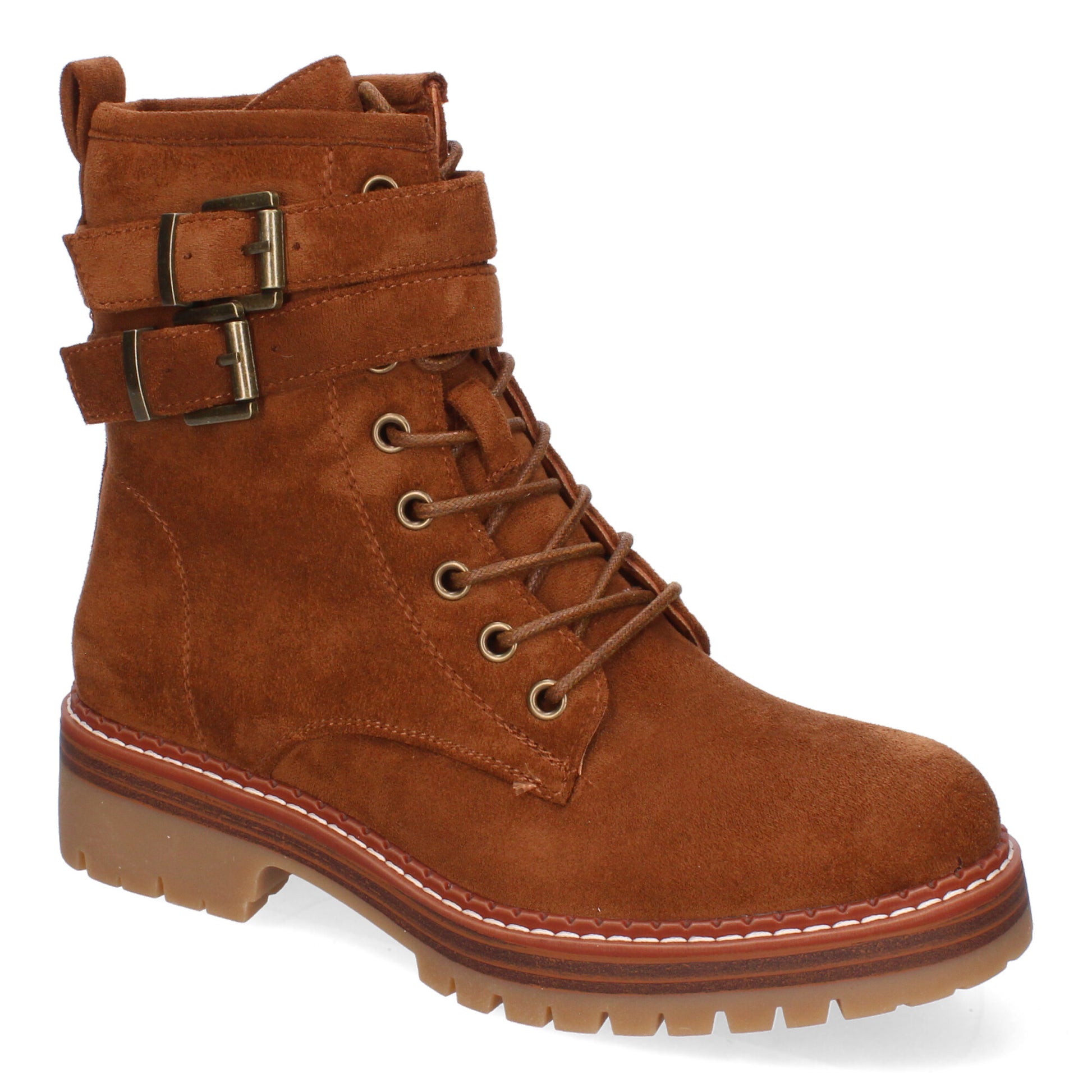Botas camel hebillas suela dentada