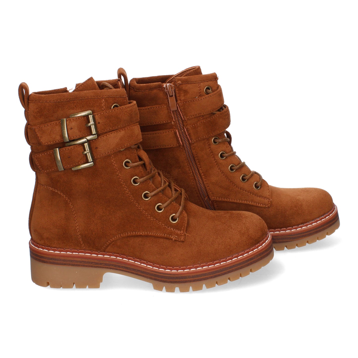 Botas camel hebillas suela dentada