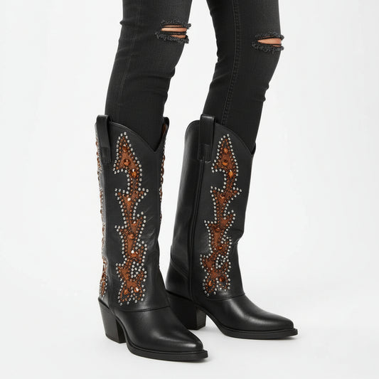 Botín Chelsea para mujer con estampado de leopardo, elásticos negros laterales.