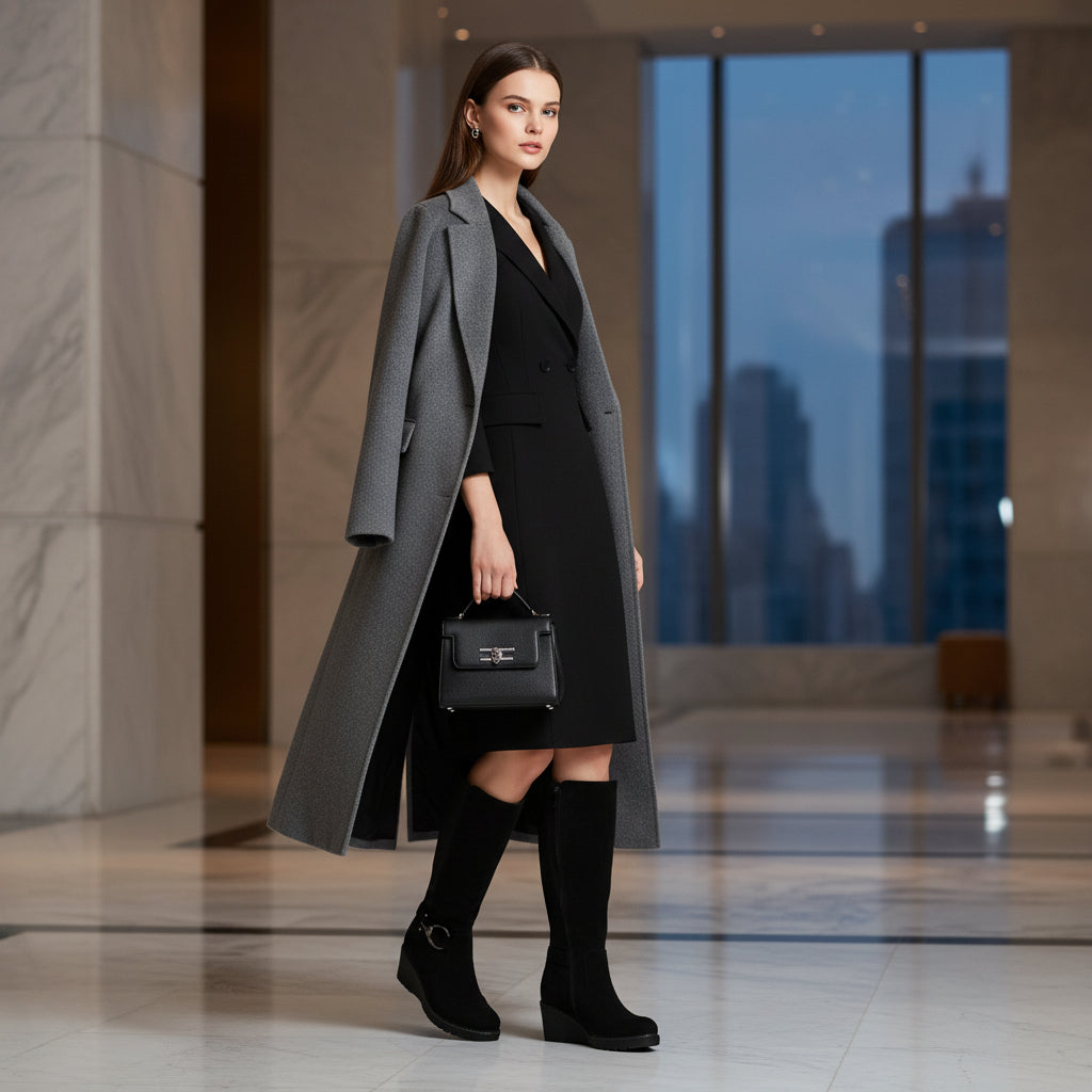 Botín estilo Biker de mujer en color negro, con hebillas, cremallera lateral y suela track.