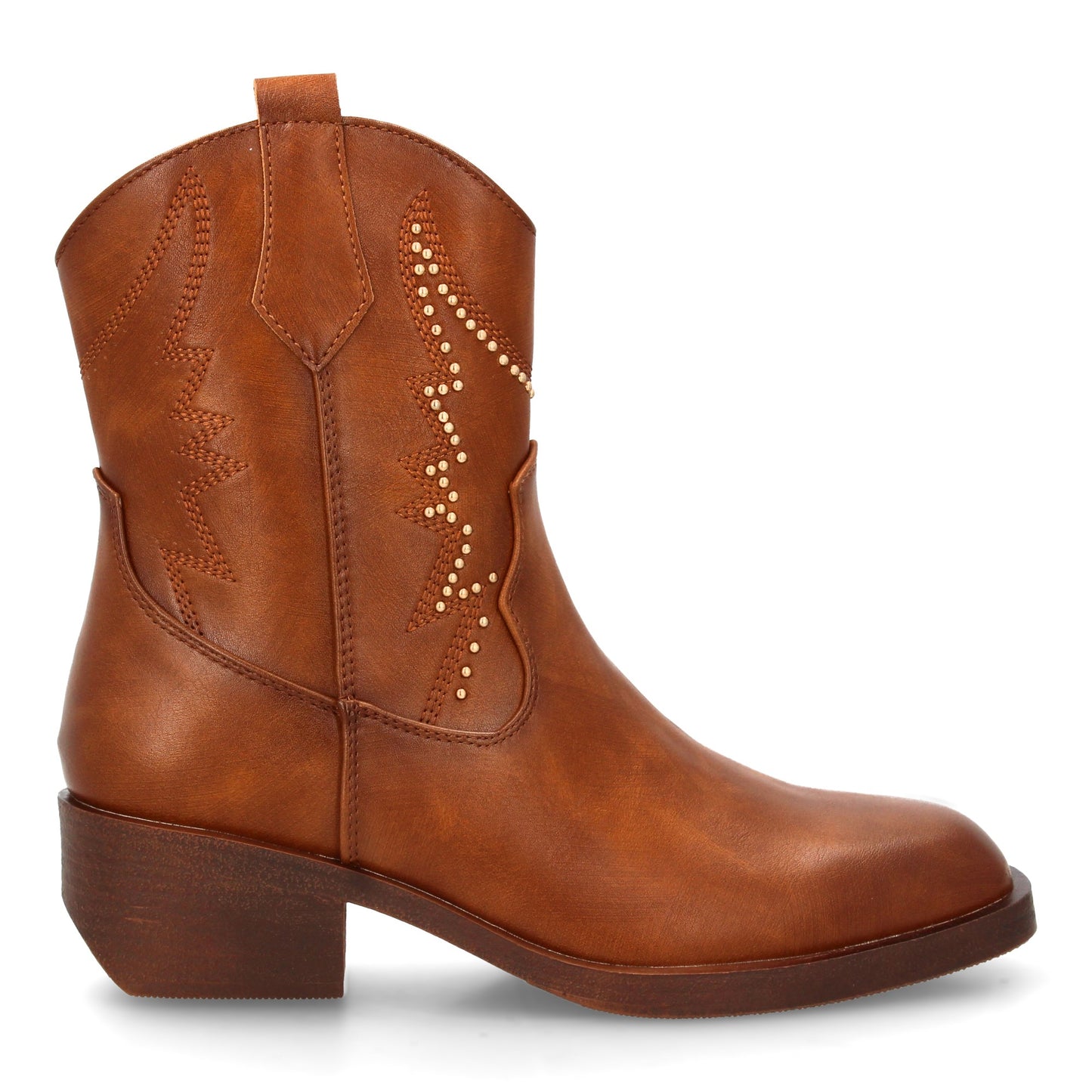 Botín de Ante Faux con Tacón Cuadrado - Camel