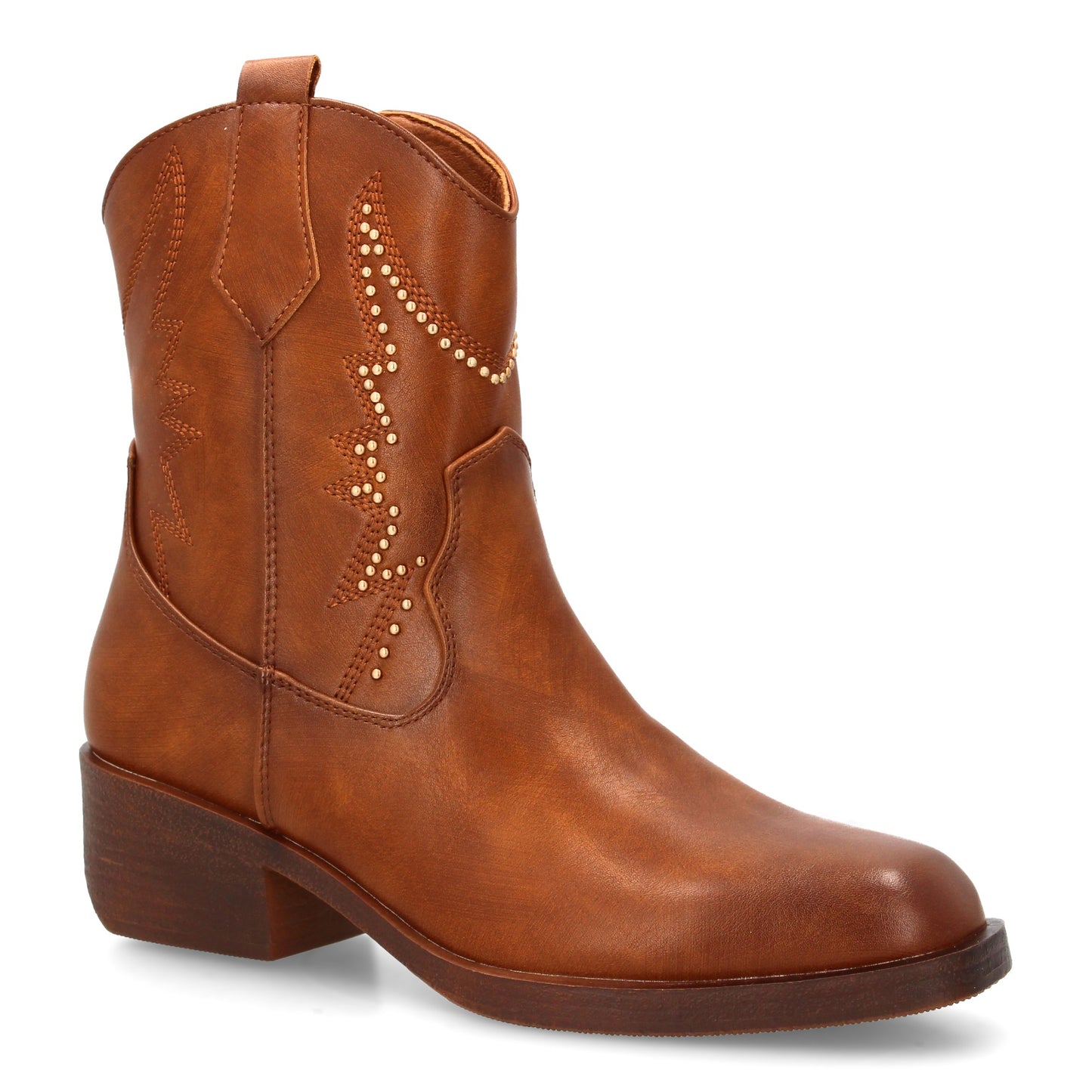 Botín de Ante Faux con Tacón Cuadrado - Camel