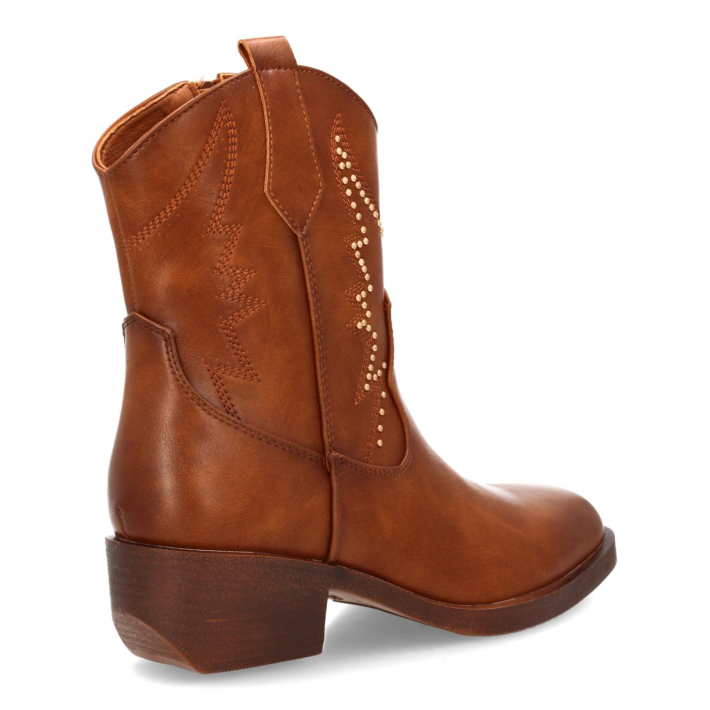 Botín de Ante Faux con Tacón Cuadrado - Camel