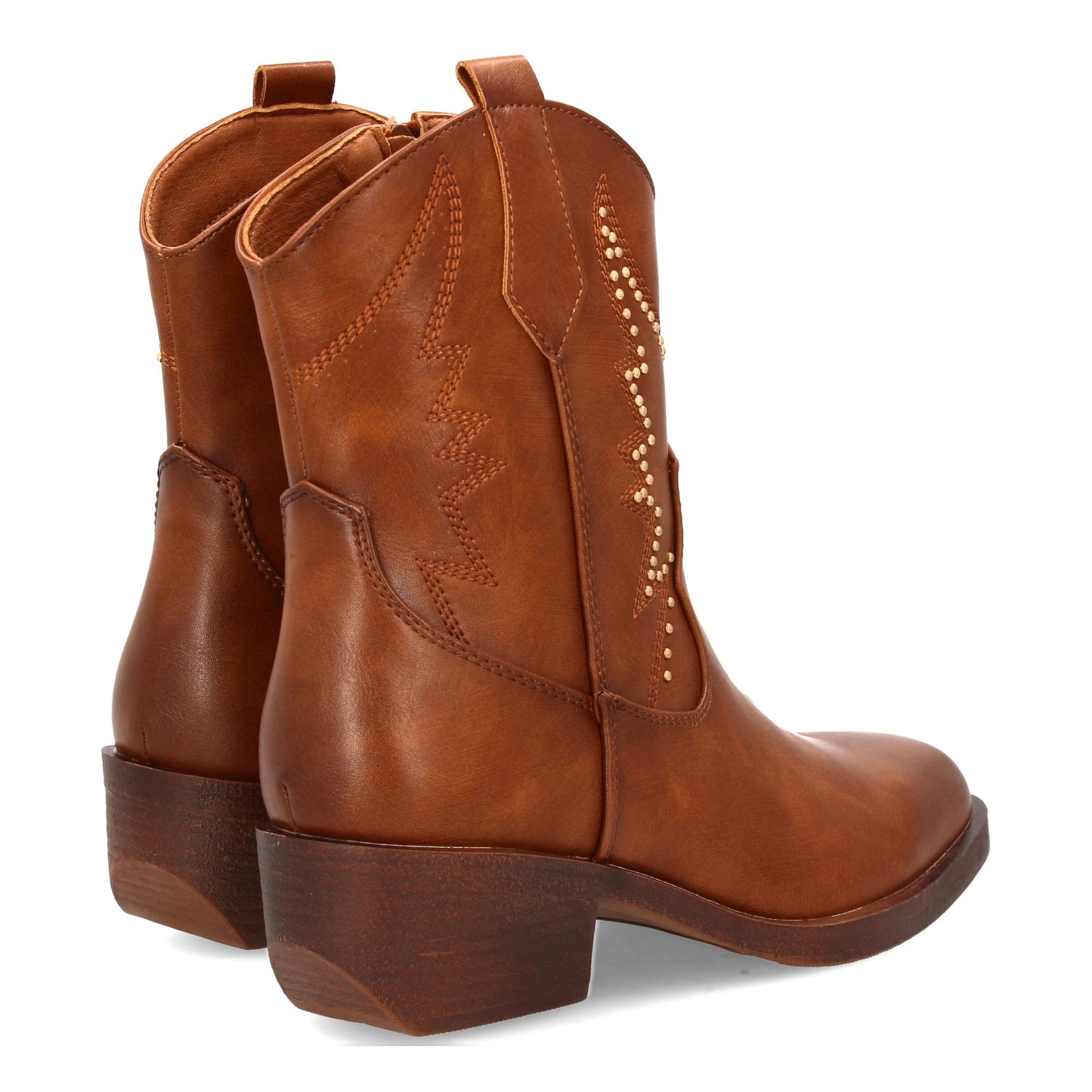 Botín de Ante Faux con Tacón Cuadrado - Camel