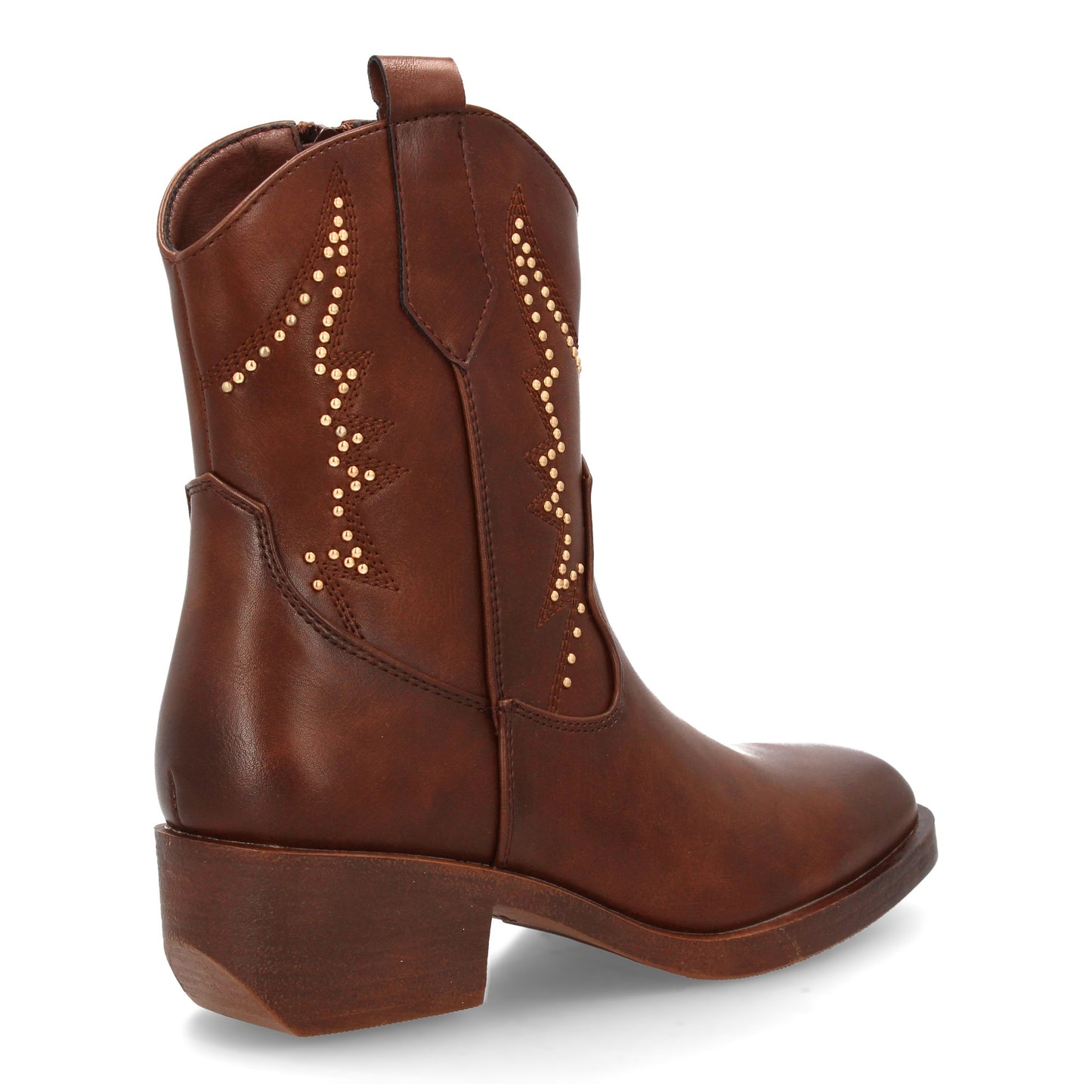 Botín de Ante Faux con Tacón Cuadrado - Marrón