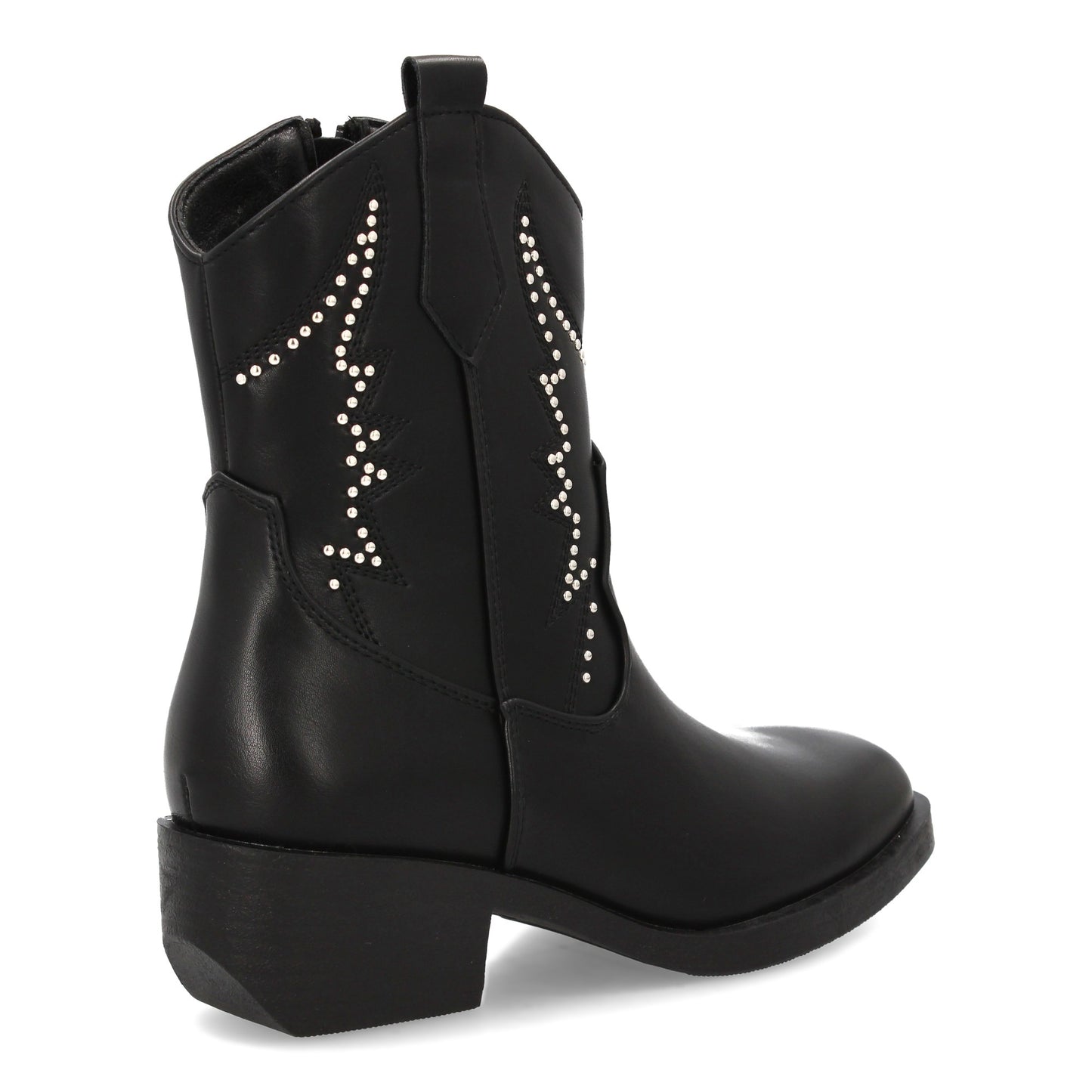 Botín de Ante Faux con Tacón Cuadrado - Negro