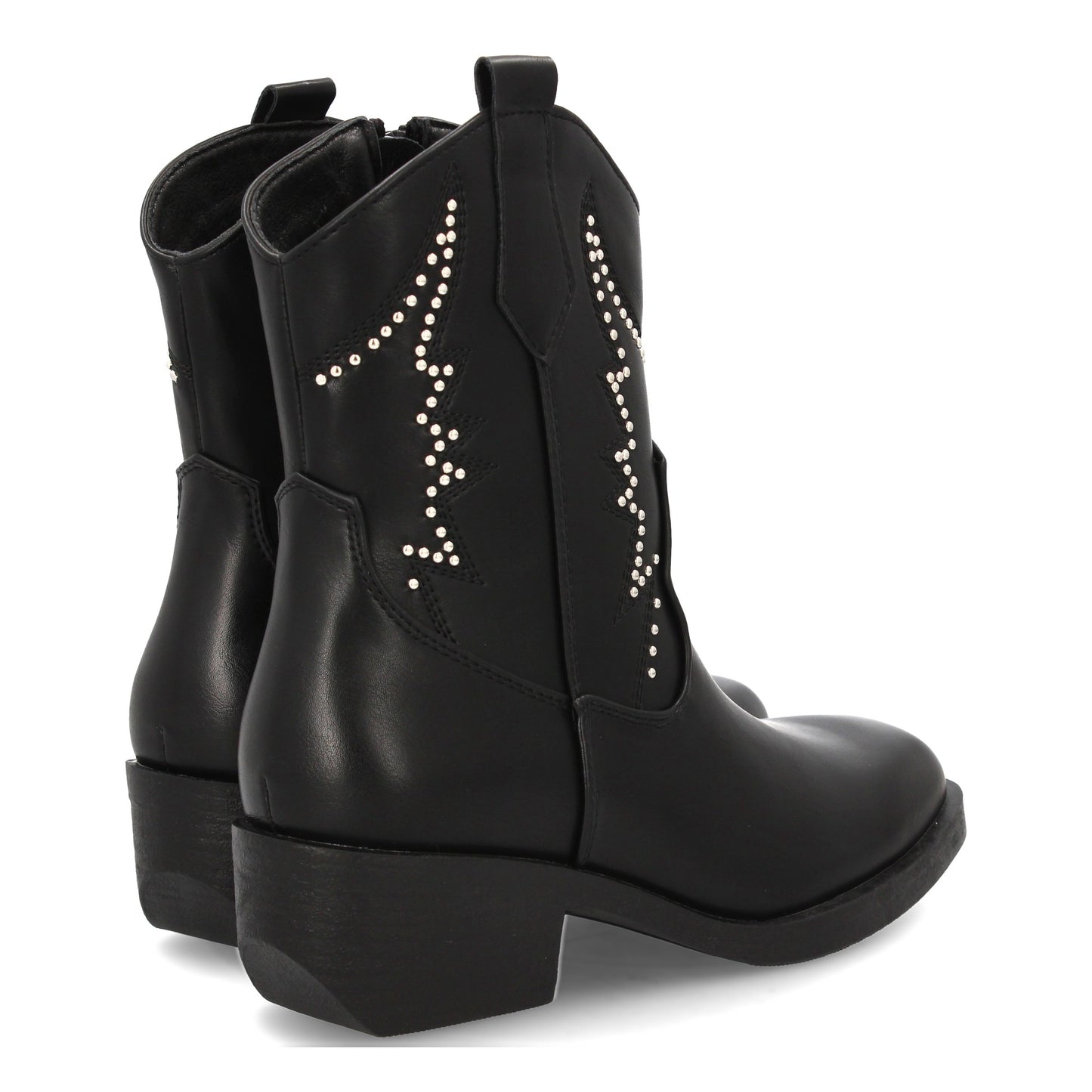 Botín de Ante Faux con Tacón Cuadrado - Negro