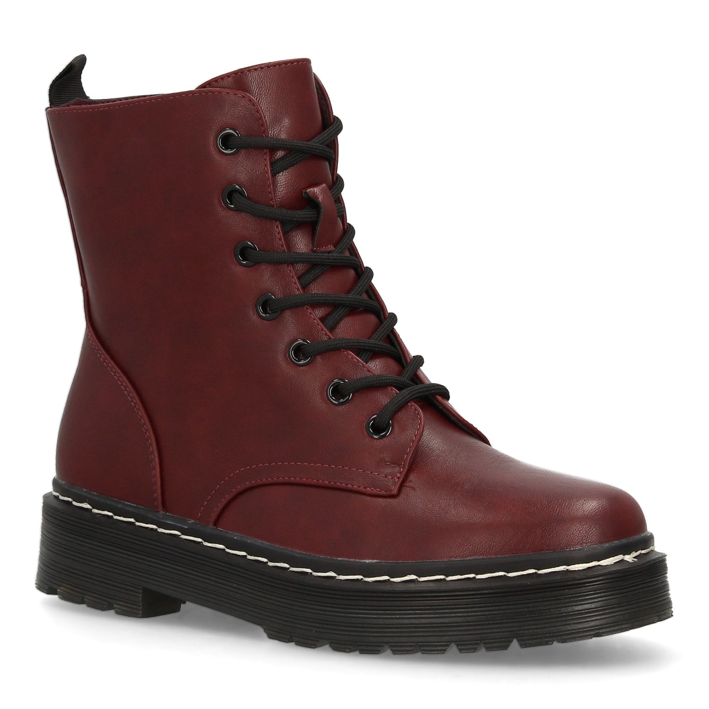 Botín Básico con Cremallera y Tacón - Burdeos