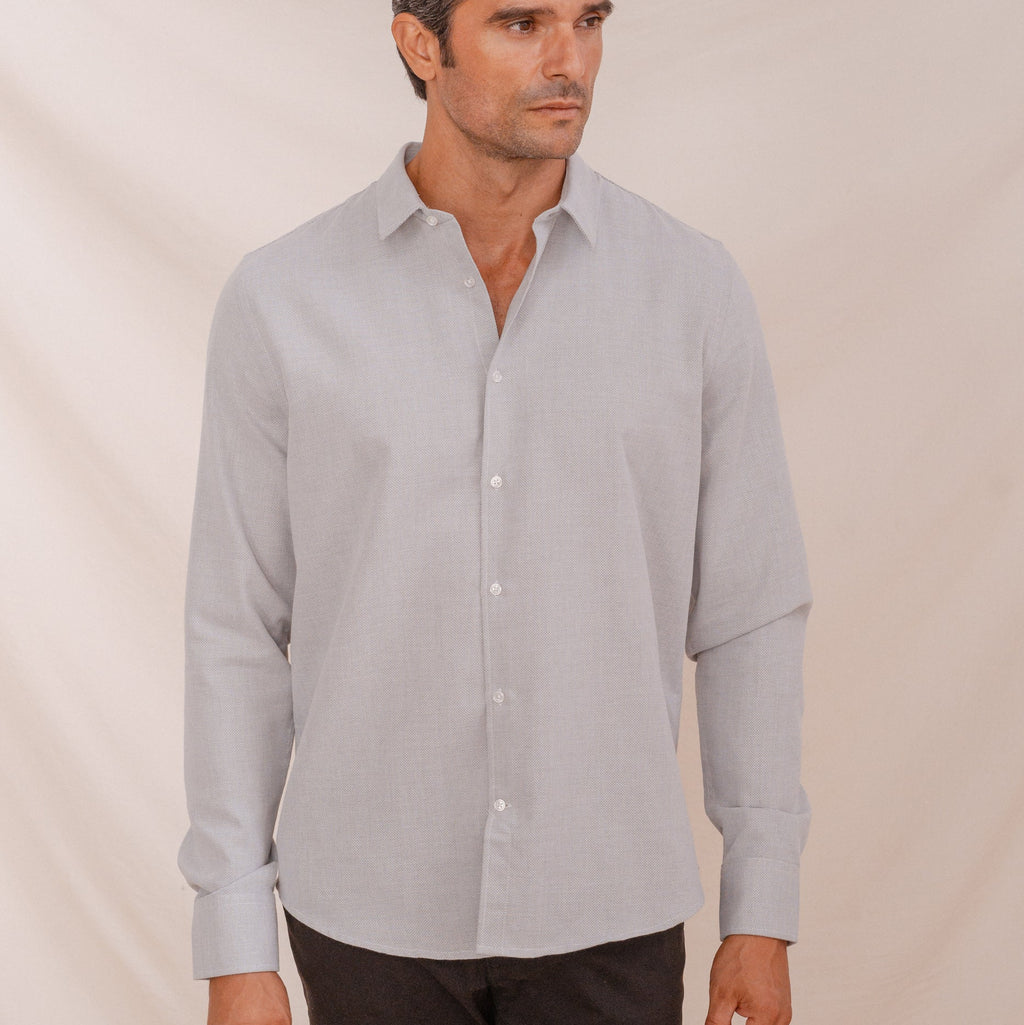 Camisa de Vestir Verde con Estructura de Tejido