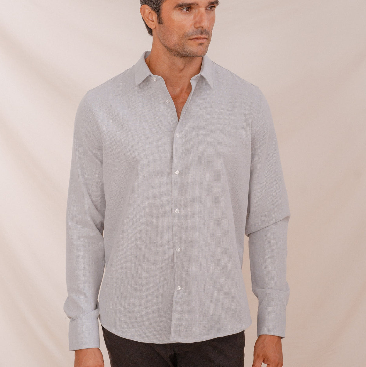 Camisa de Vestir Verde con Estructura de Tejido