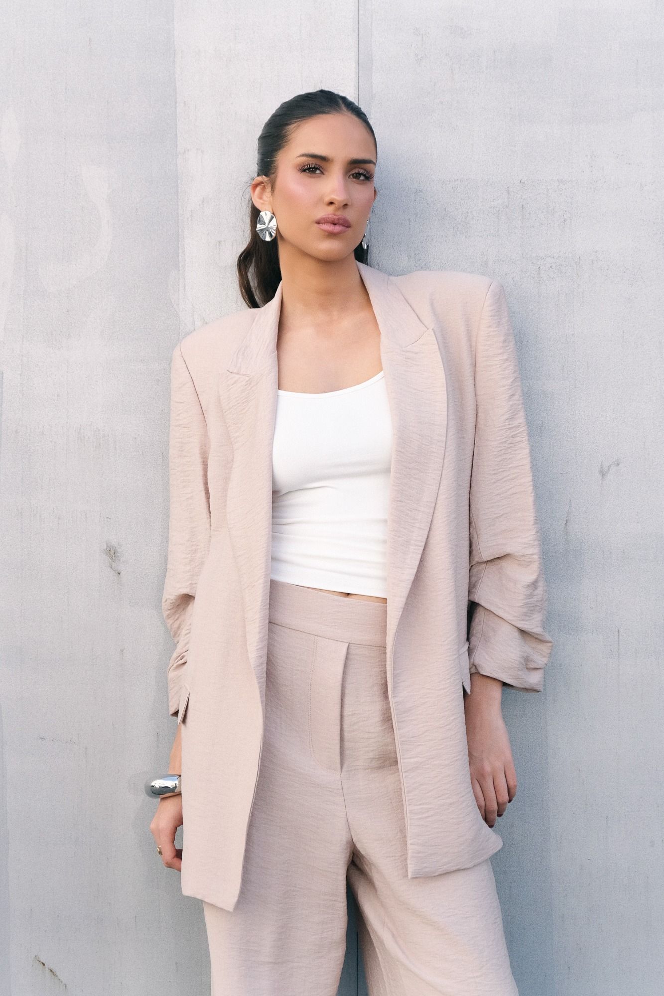 Blazer con textura de relieve premium para mujer