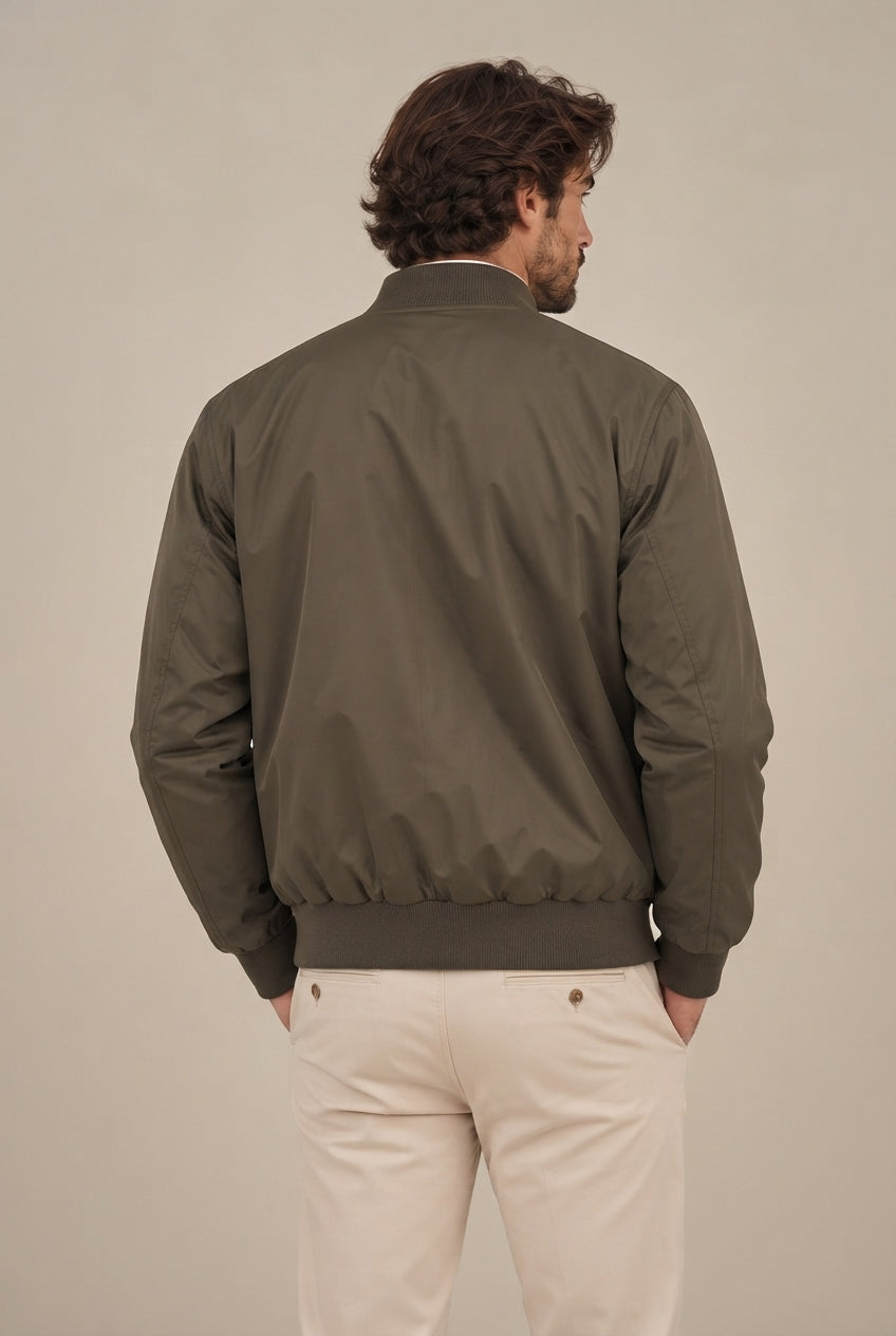 Cazadora Bomber Verde de Corte Slim para Hombre